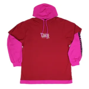 Balenciaga Raspberry/White Layered Hoodie T-Shirt