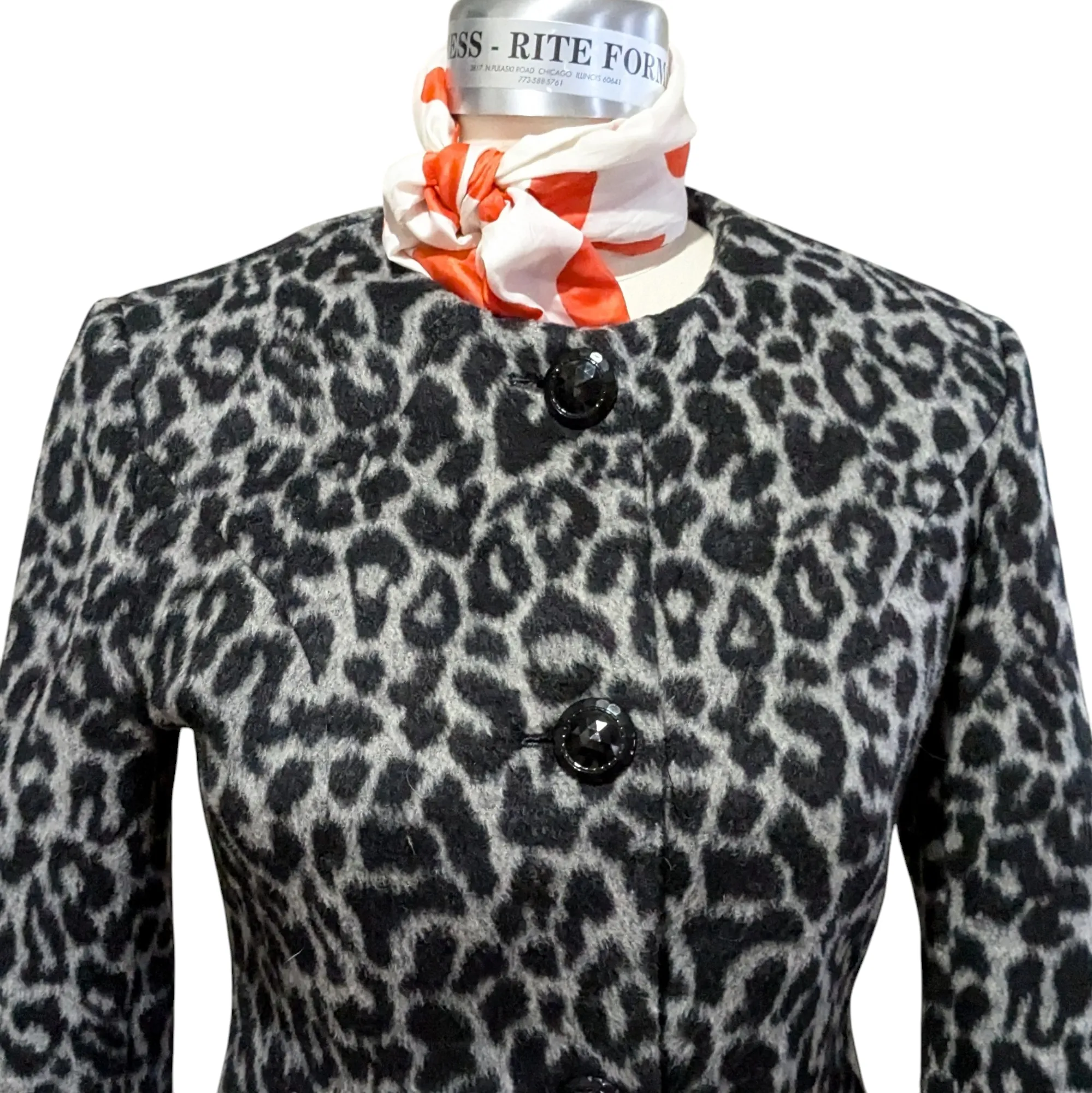 Betsey Johnson Animal Print Wool Blend Coat Size Small