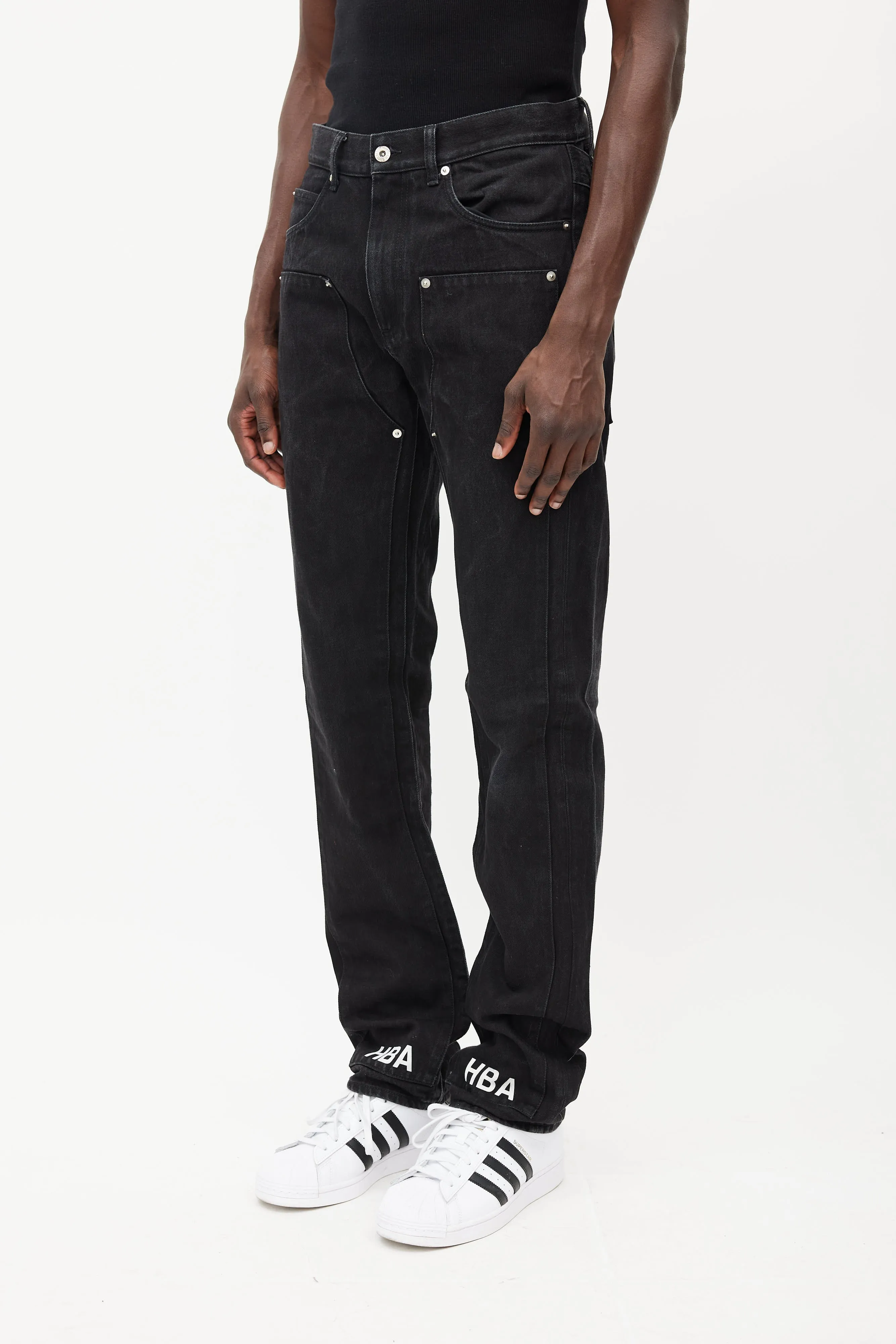 Black Layered Logo Jeans