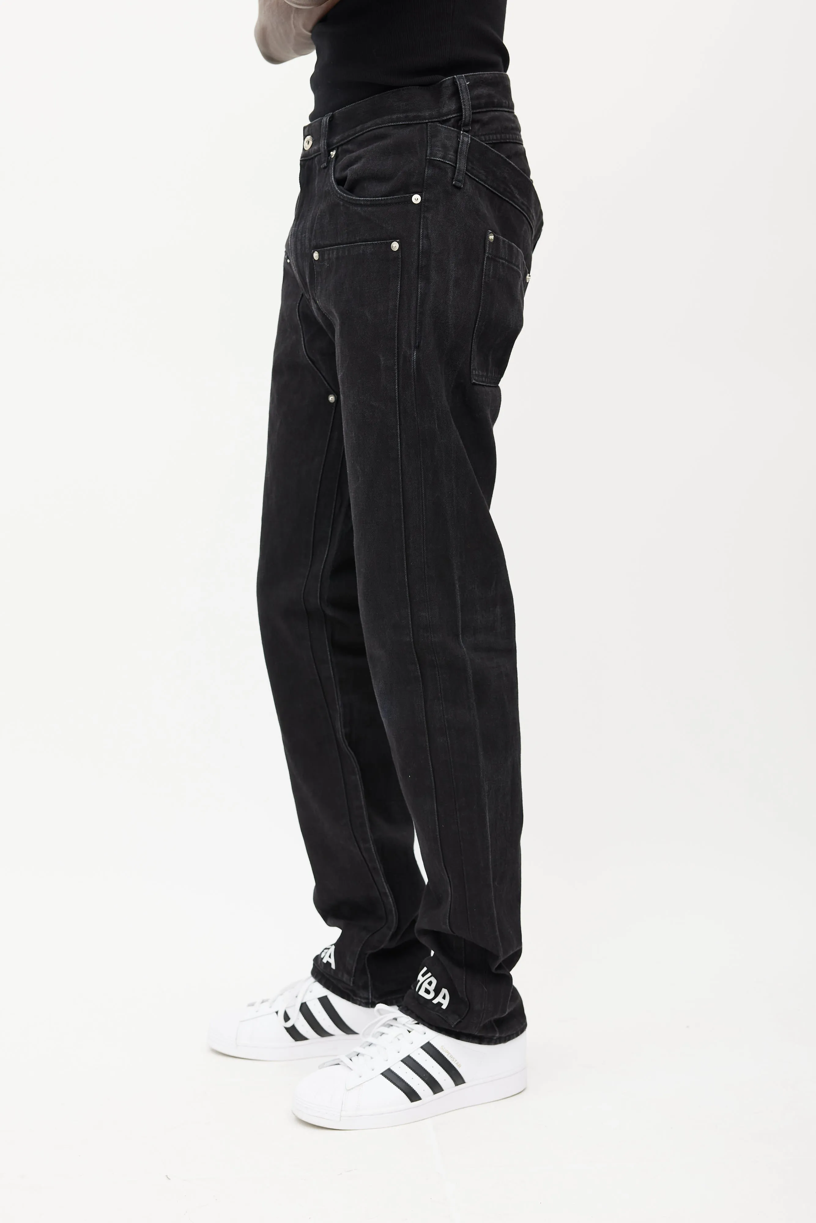 Black Layered Logo Jeans