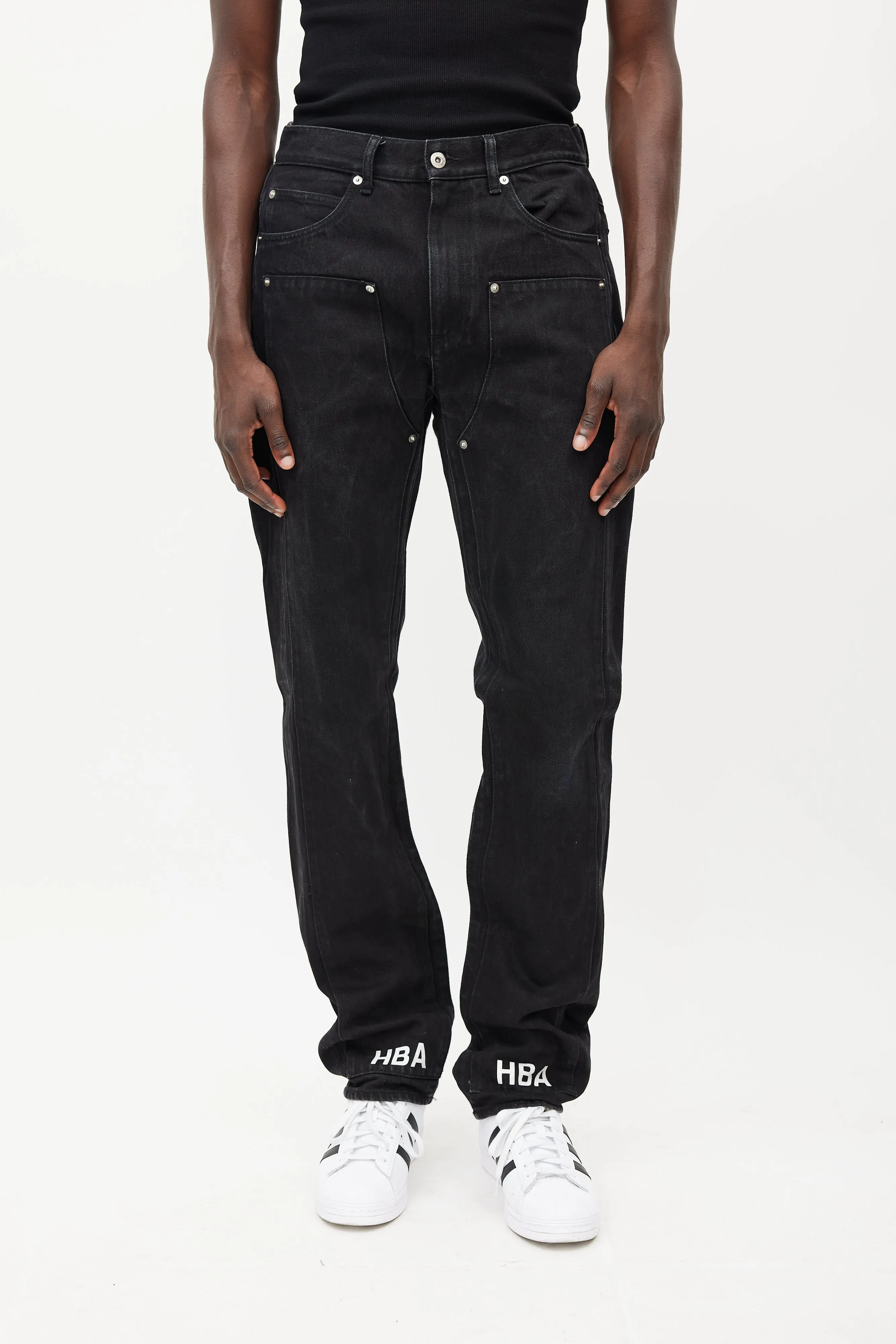 Black Layered Logo Jeans