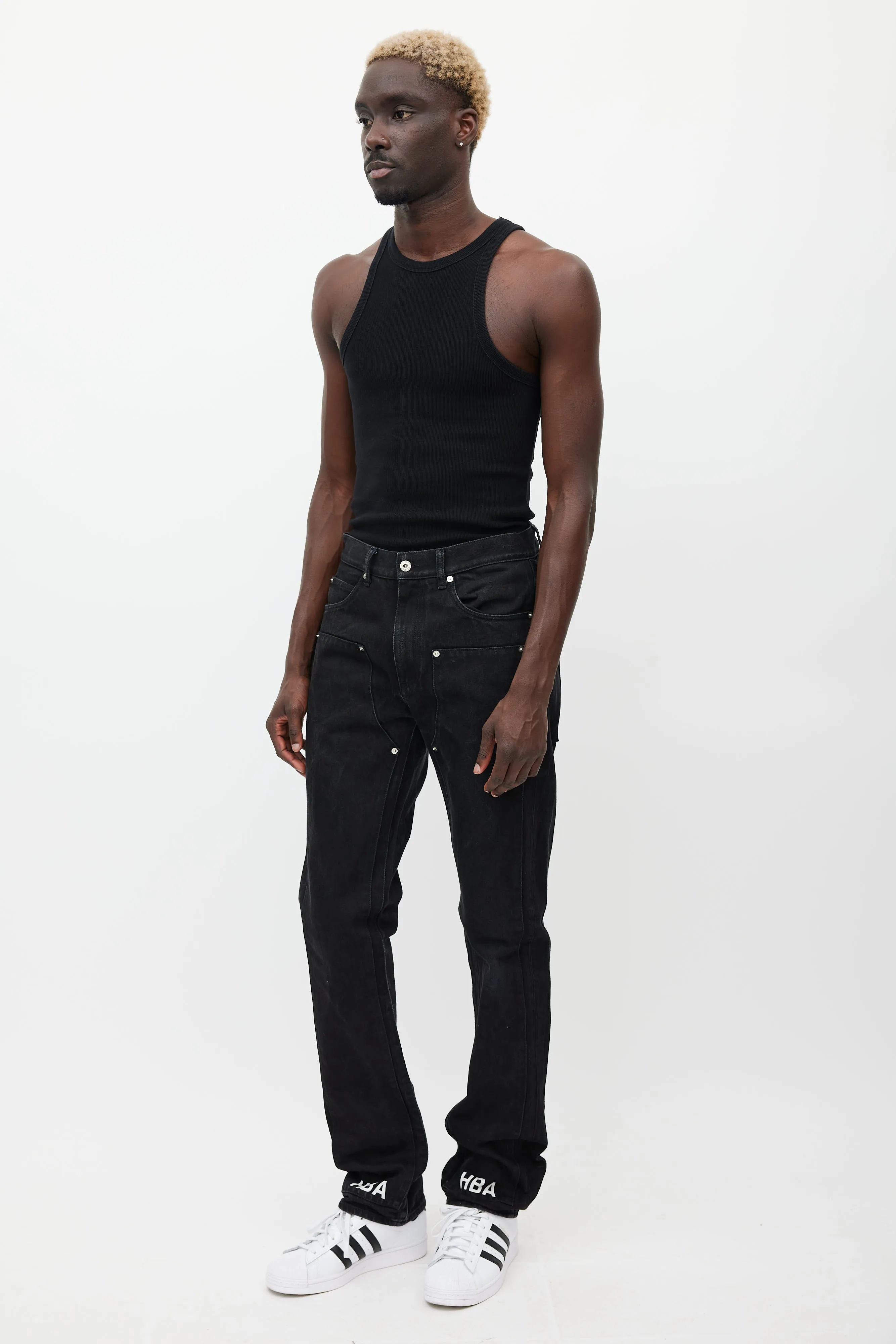 Black Layered Logo Jeans