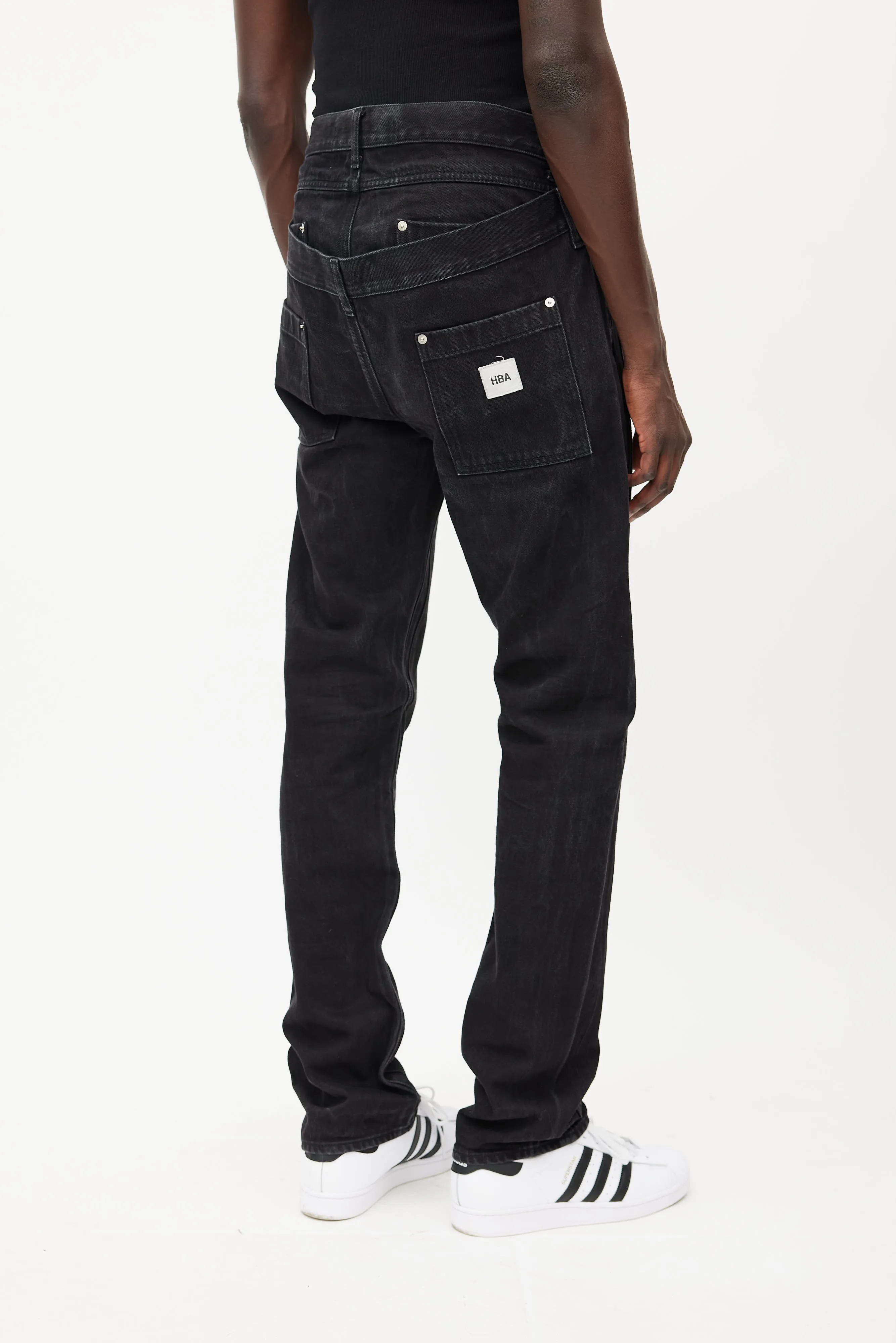 Black Layered Logo Jeans