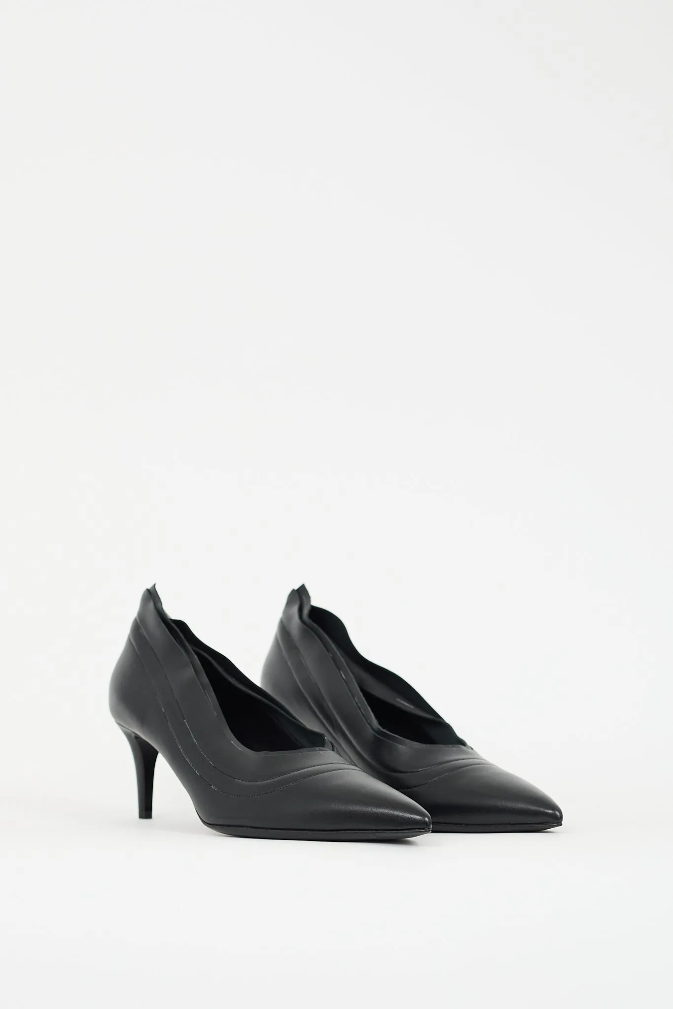 Black Leather Layered Pump