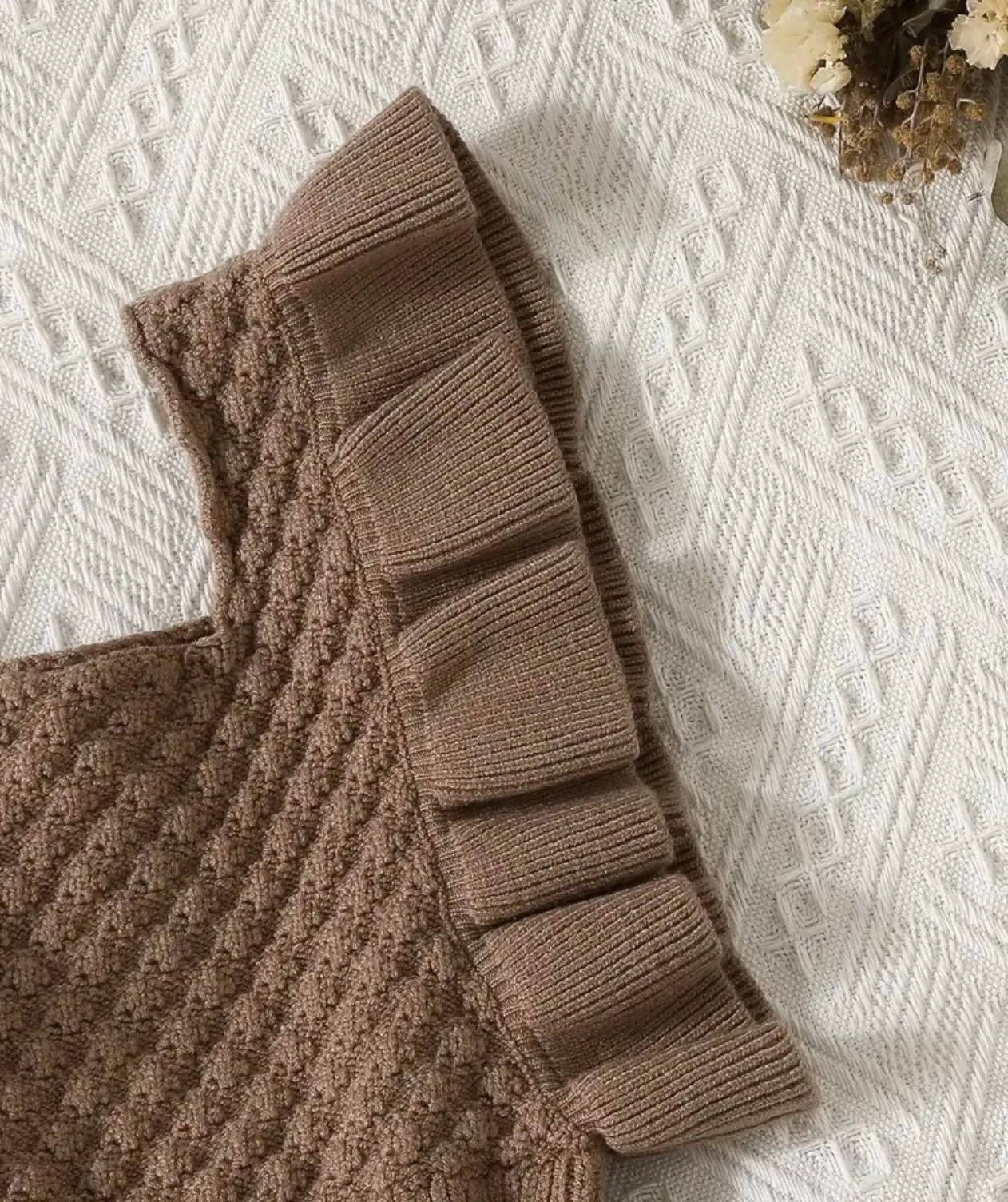 Chocolate Ruffle Knit Jumpsuit with Headband