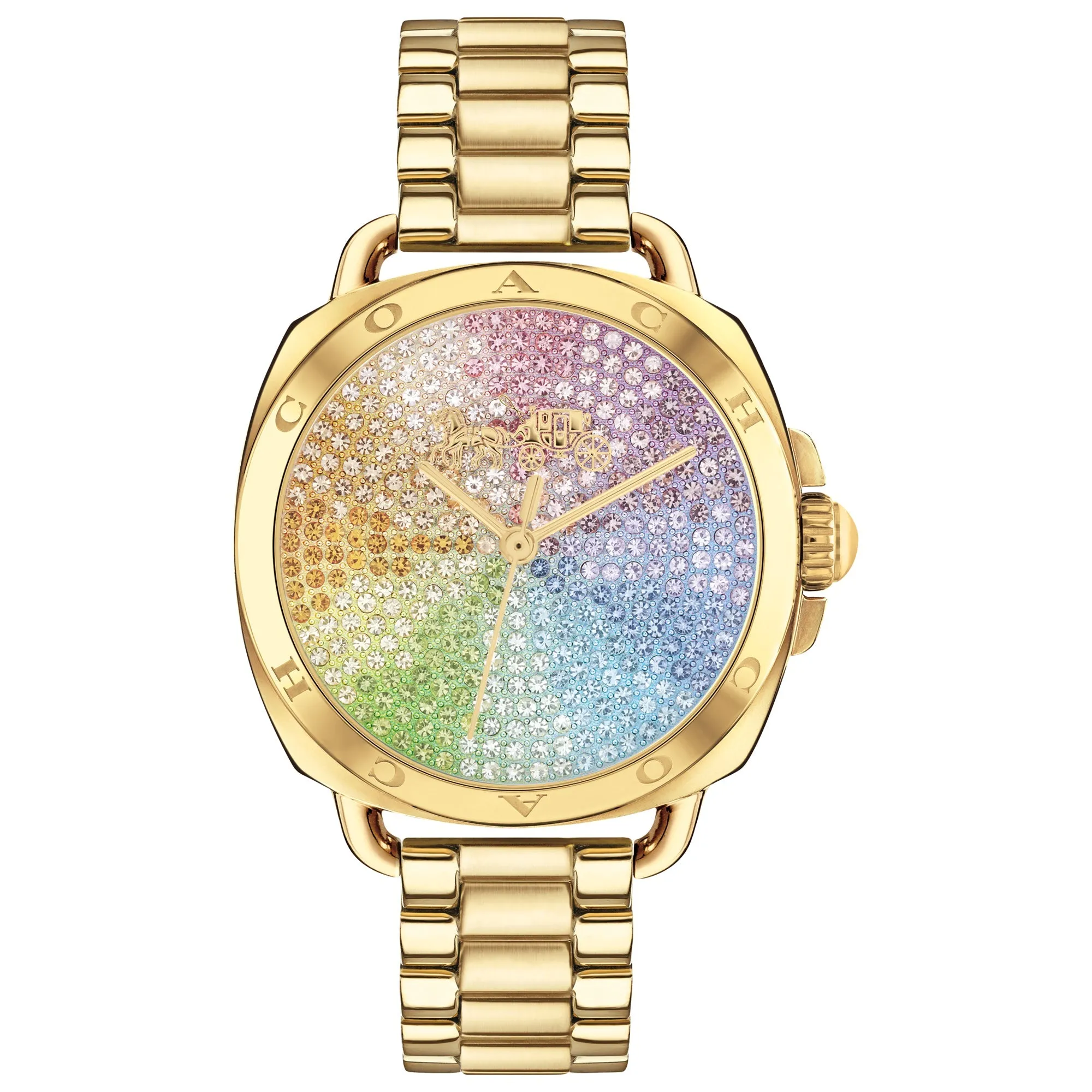 COACH Tatum Multi Color Crystal Accent Yellow Gold-Tone Stainless Steel Watch 34mm - 14504167