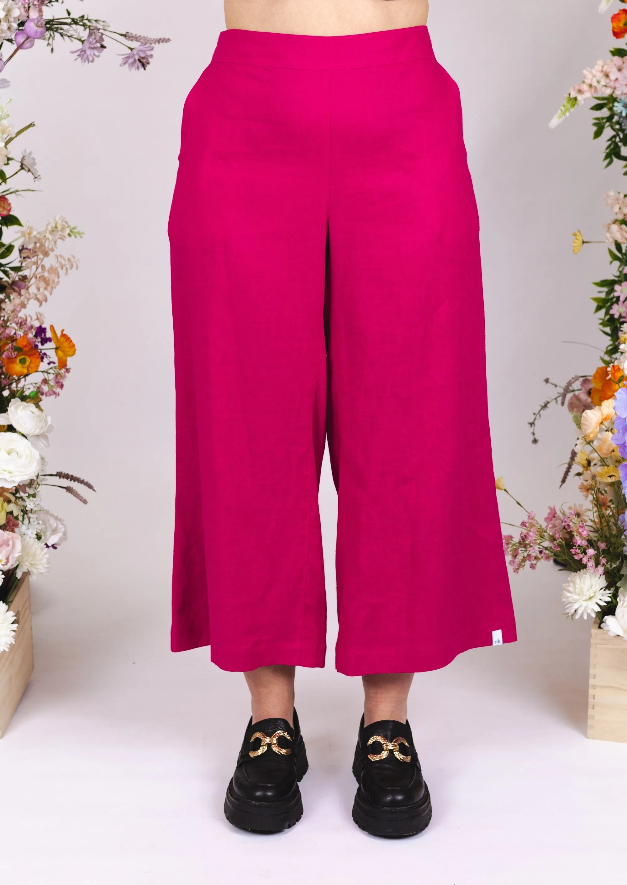 Culottes pellavahousut, Pink Peacock