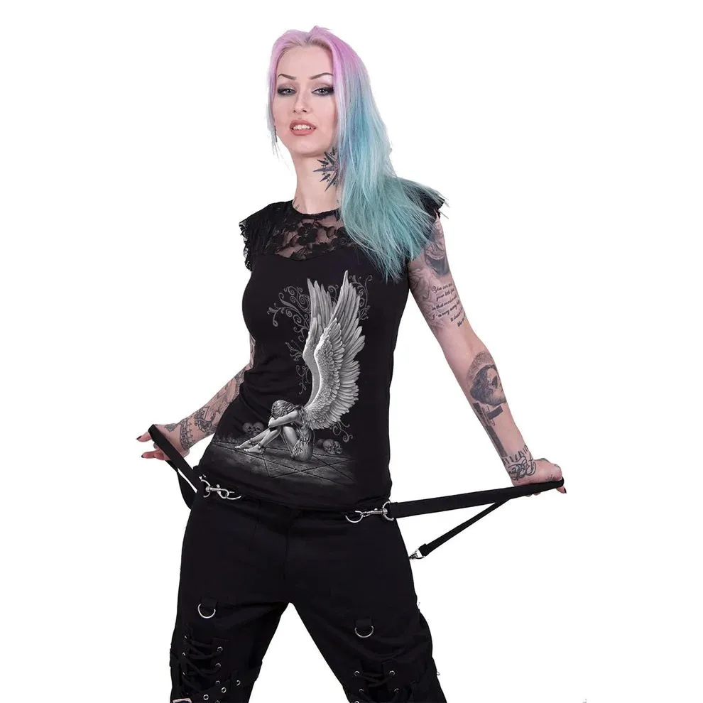 Enslaved Angel Lace Layered Cap Sleeve Top