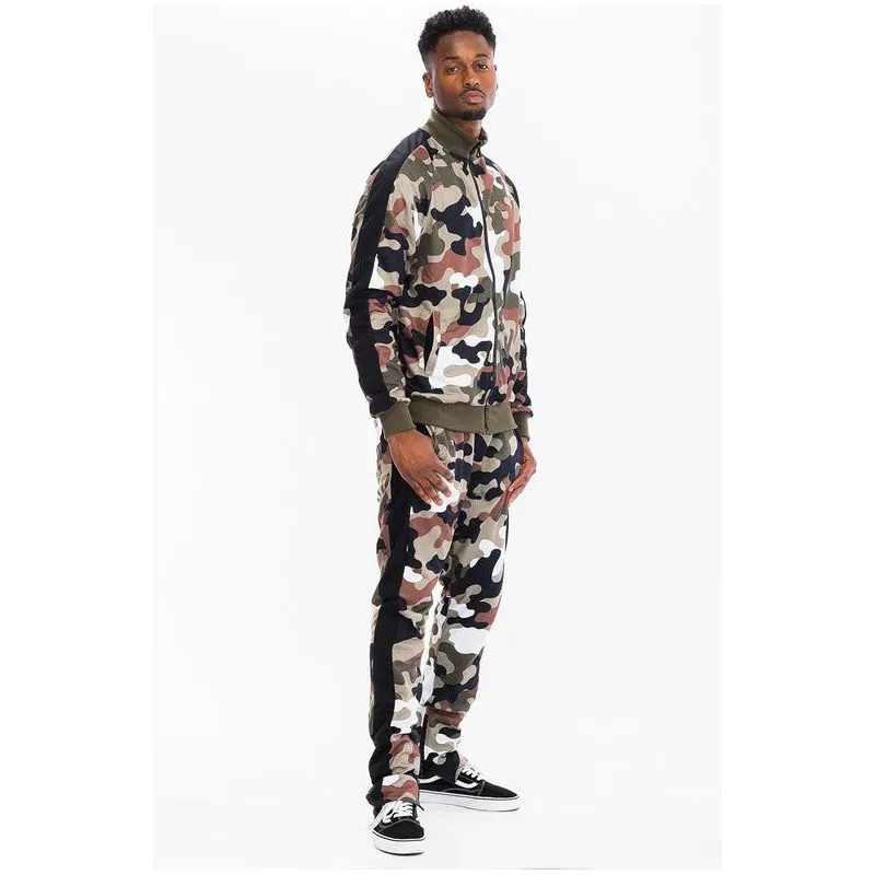 FULL CAMO WITH STRIPE TRACK BOTTOM PANTS