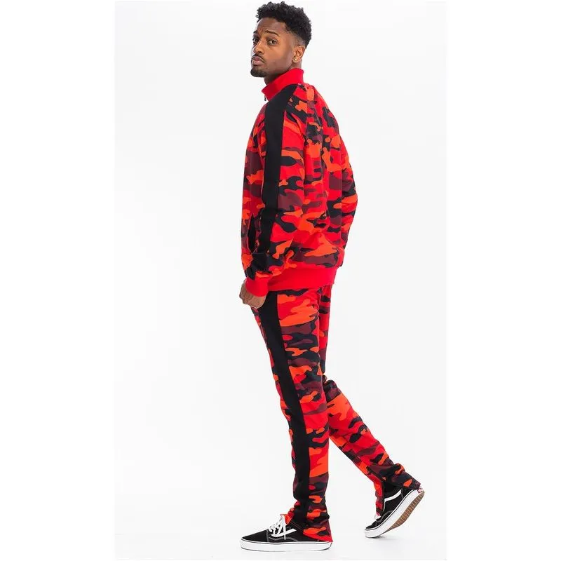 FULL CAMO WITH STRIPE TRACK BOTTOM PANTS