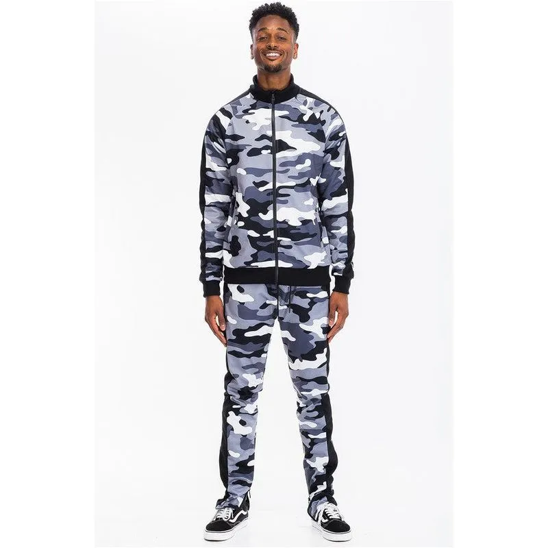FULL CAMO WITH STRIPE TRACK BOTTOM PANTS