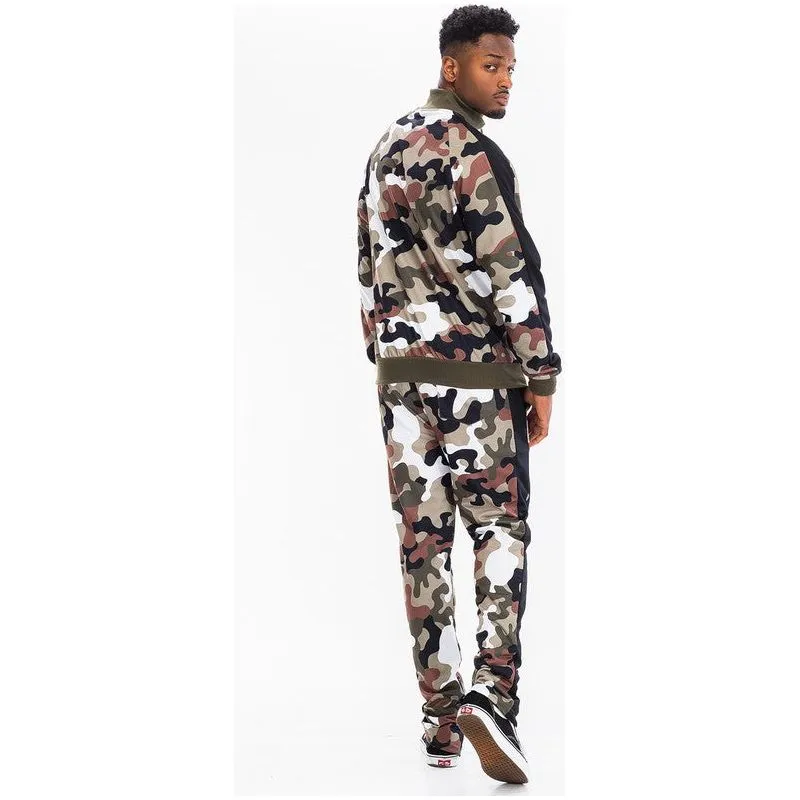 FULL CAMO WITH STRIPE TRACK BOTTOM PANTS