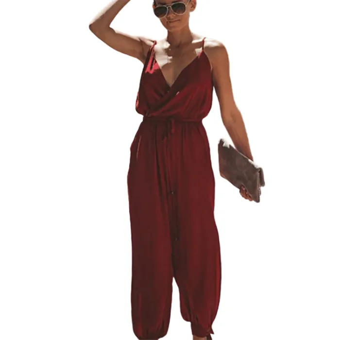 Funki Buys | Pants | Women's Floral and Solid Fashion Jumpsuit