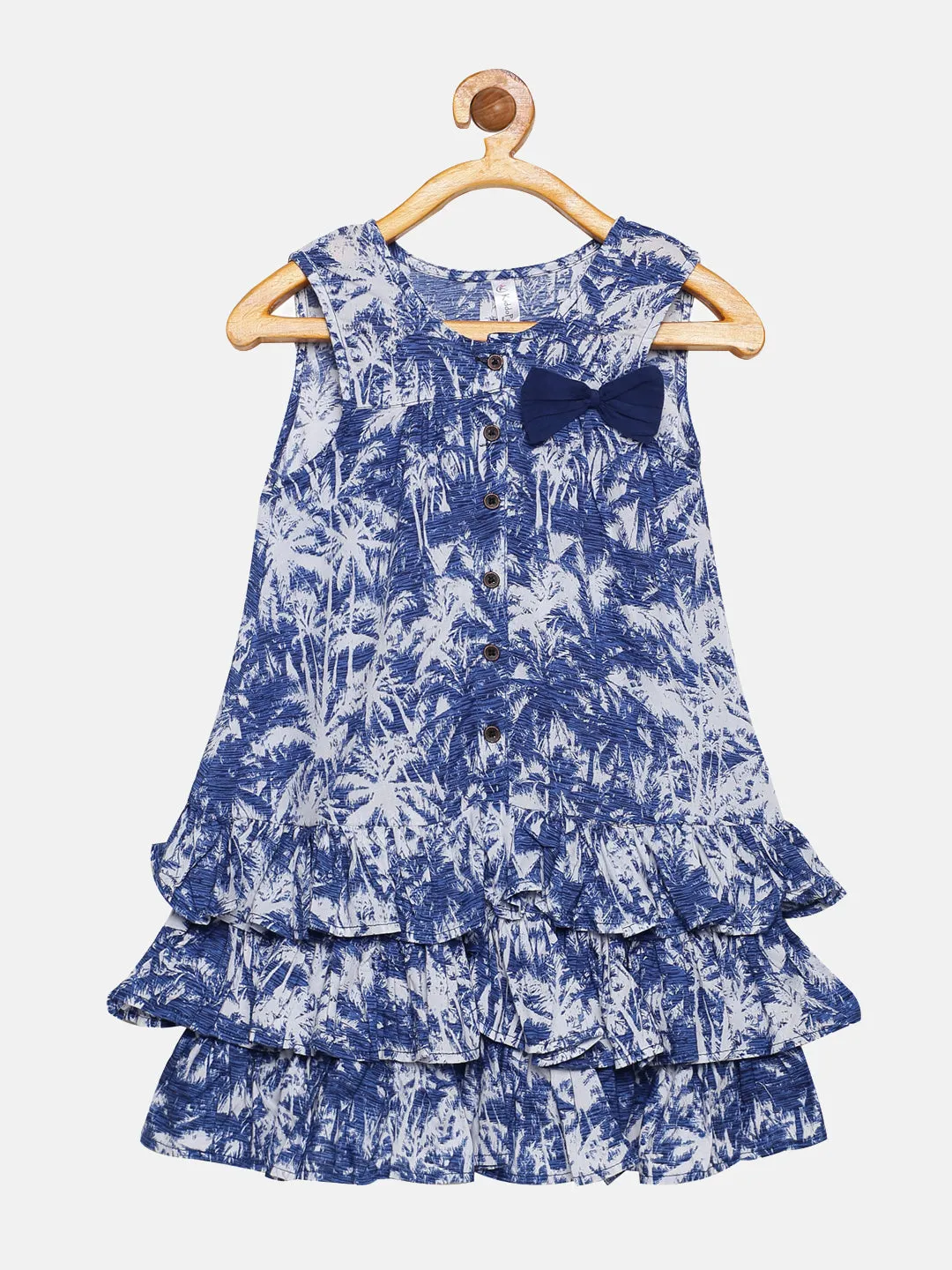 Girls Sleeveless Bottom Frill Layered Dress