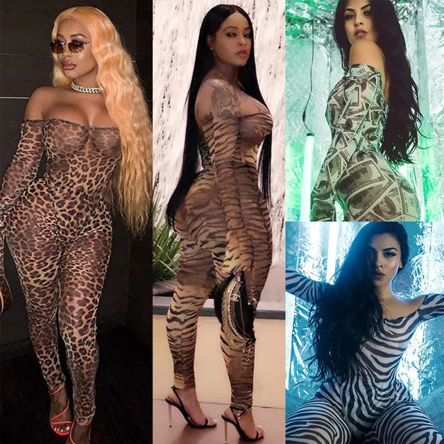 leopard animal print bell sleeve jumpsuit romper