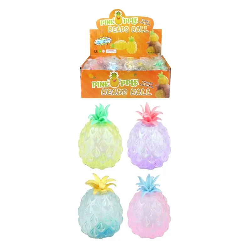 Pastel Pineapple Squeeze Toy with Beads 11cm - Case of 12