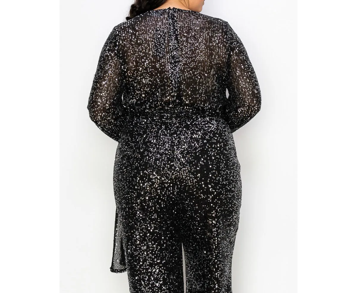 Plus Size Sequin Jumpsuit