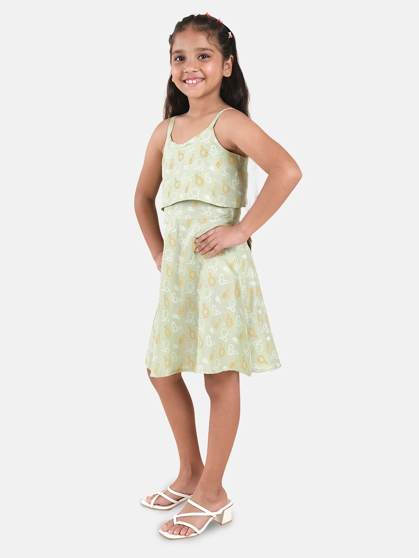 Printed Strap Layered Sleeveless Dress