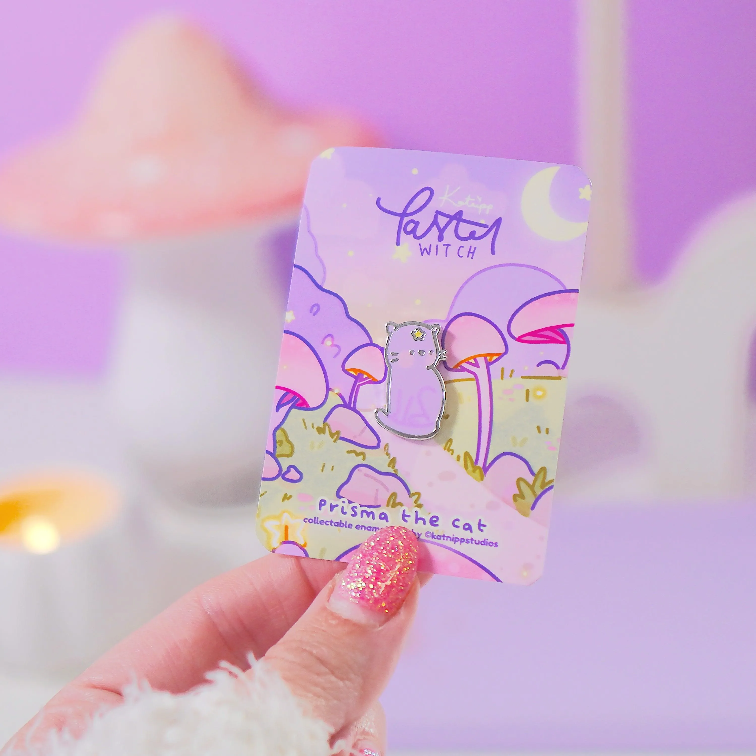 Prisma the Cat Enamel Pin | Pastel Witch Collection | Kawaii Cat Accessory | Magical Cat Pin