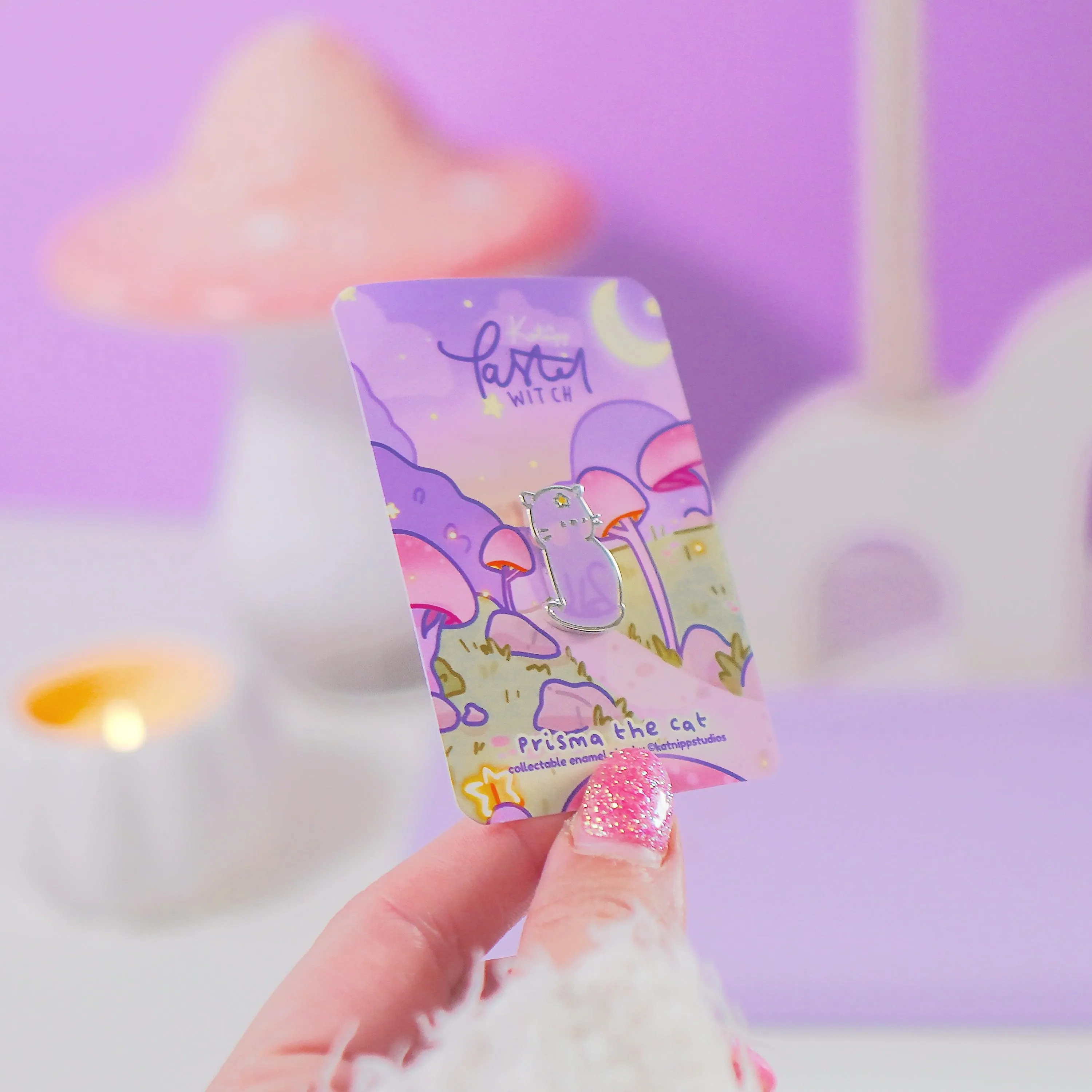 Prisma the Cat Enamel Pin | Pastel Witch Collection | Kawaii Cat Accessory | Magical Cat Pin