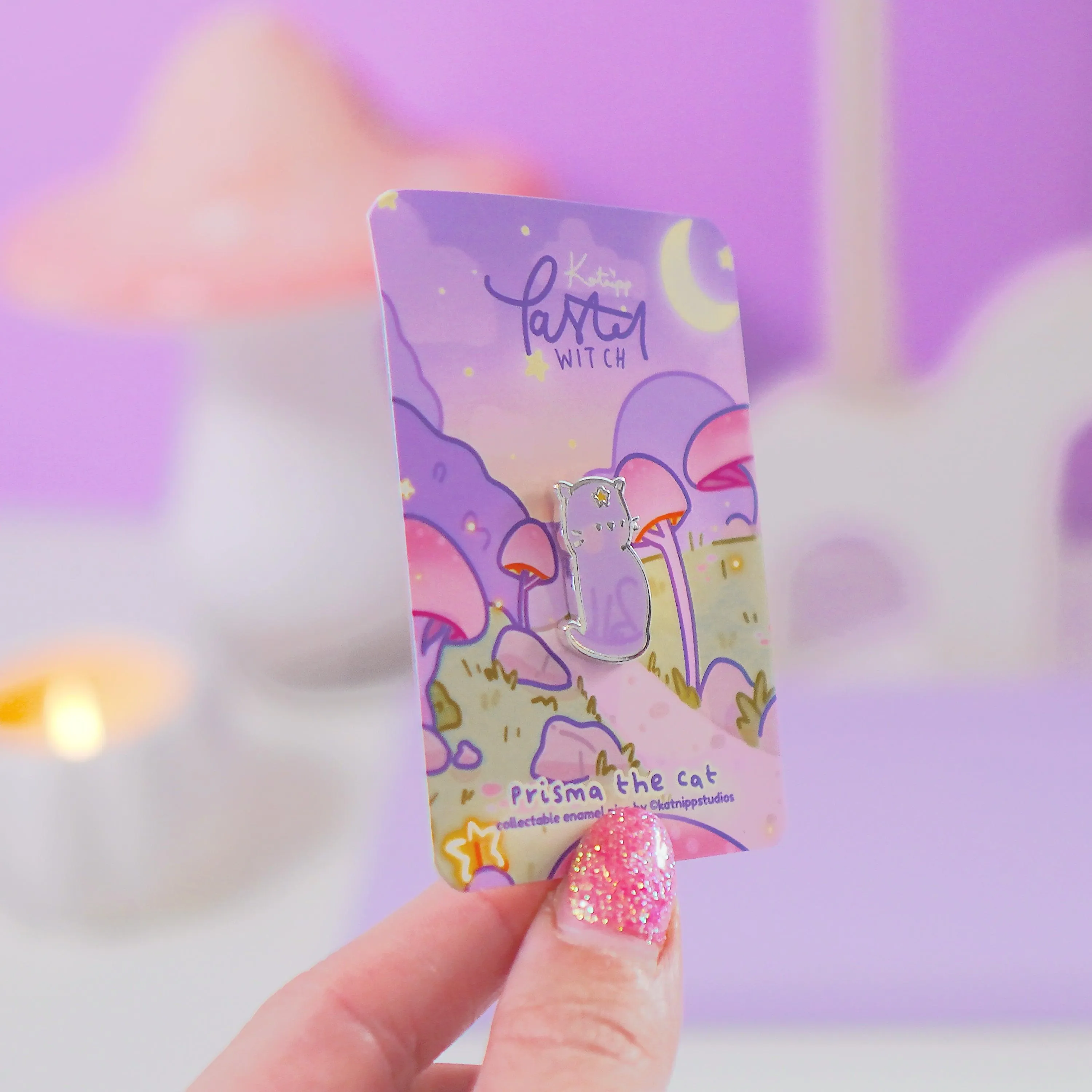 Prisma the Cat Enamel Pin | Pastel Witch Collection | Kawaii Cat Accessory | Magical Cat Pin