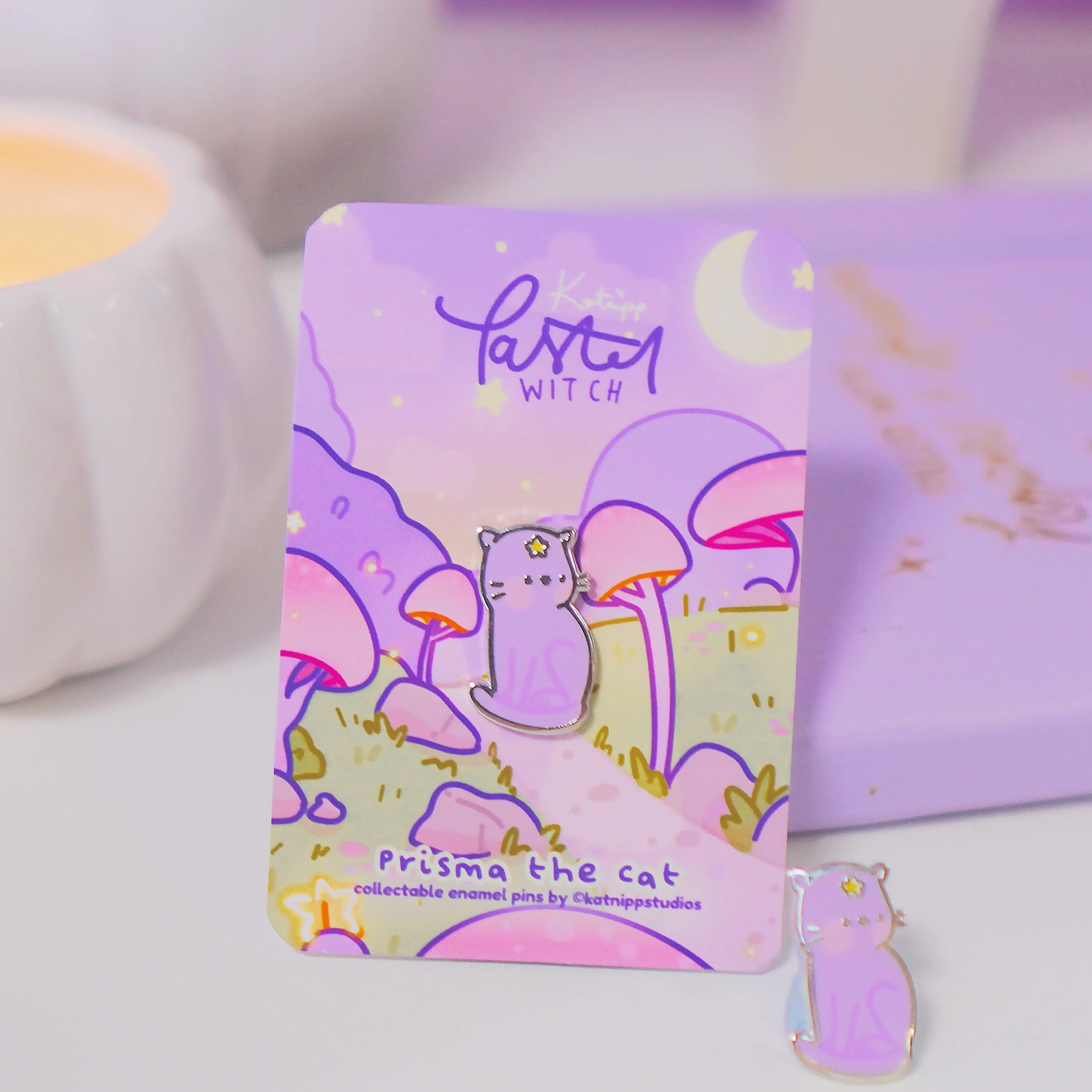 Prisma the Cat Enamel Pin | Pastel Witch Collection | Kawaii Cat Accessory | Magical Cat Pin