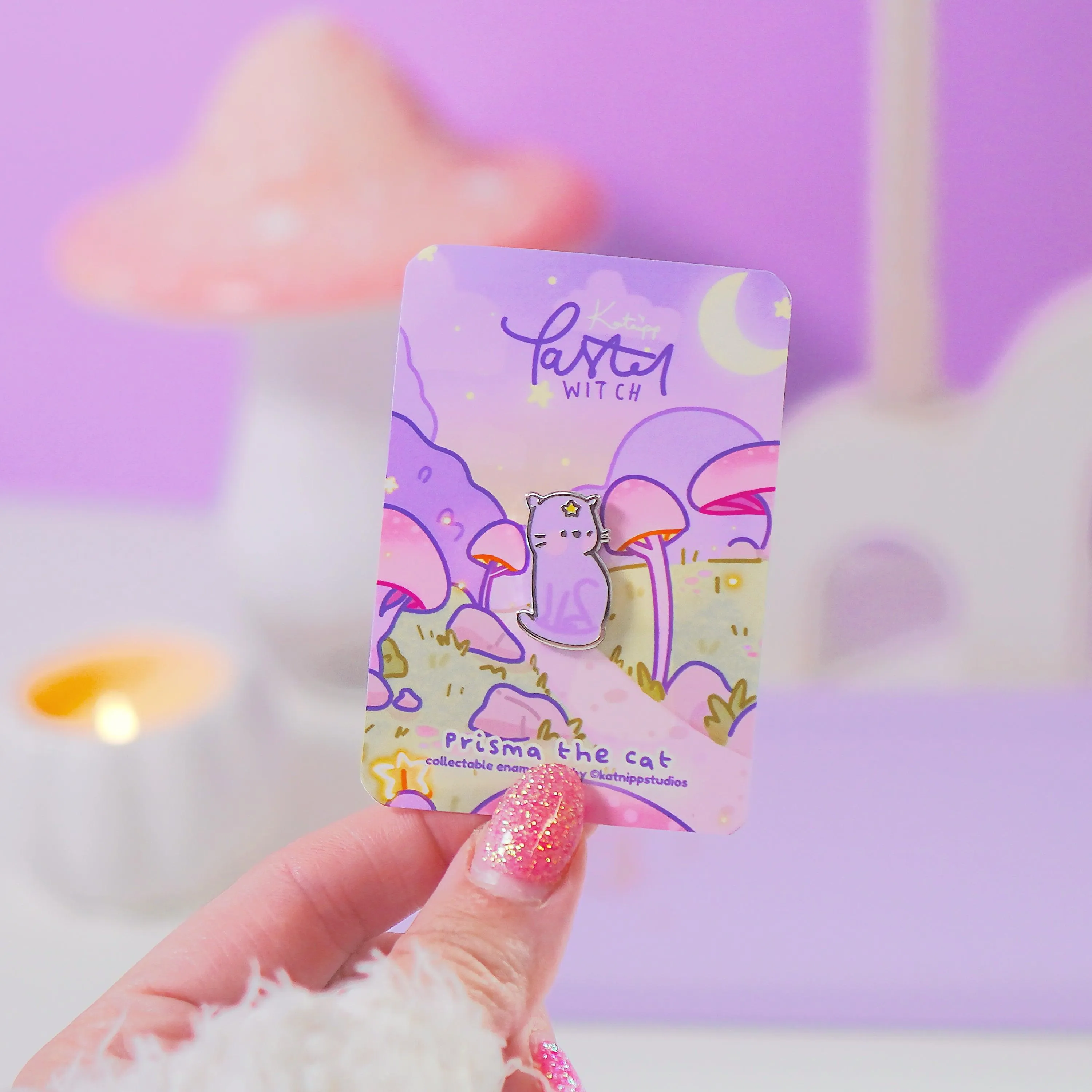 Prisma the Cat Enamel Pin | Pastel Witch Collection | Kawaii Cat Accessory | Magical Cat Pin