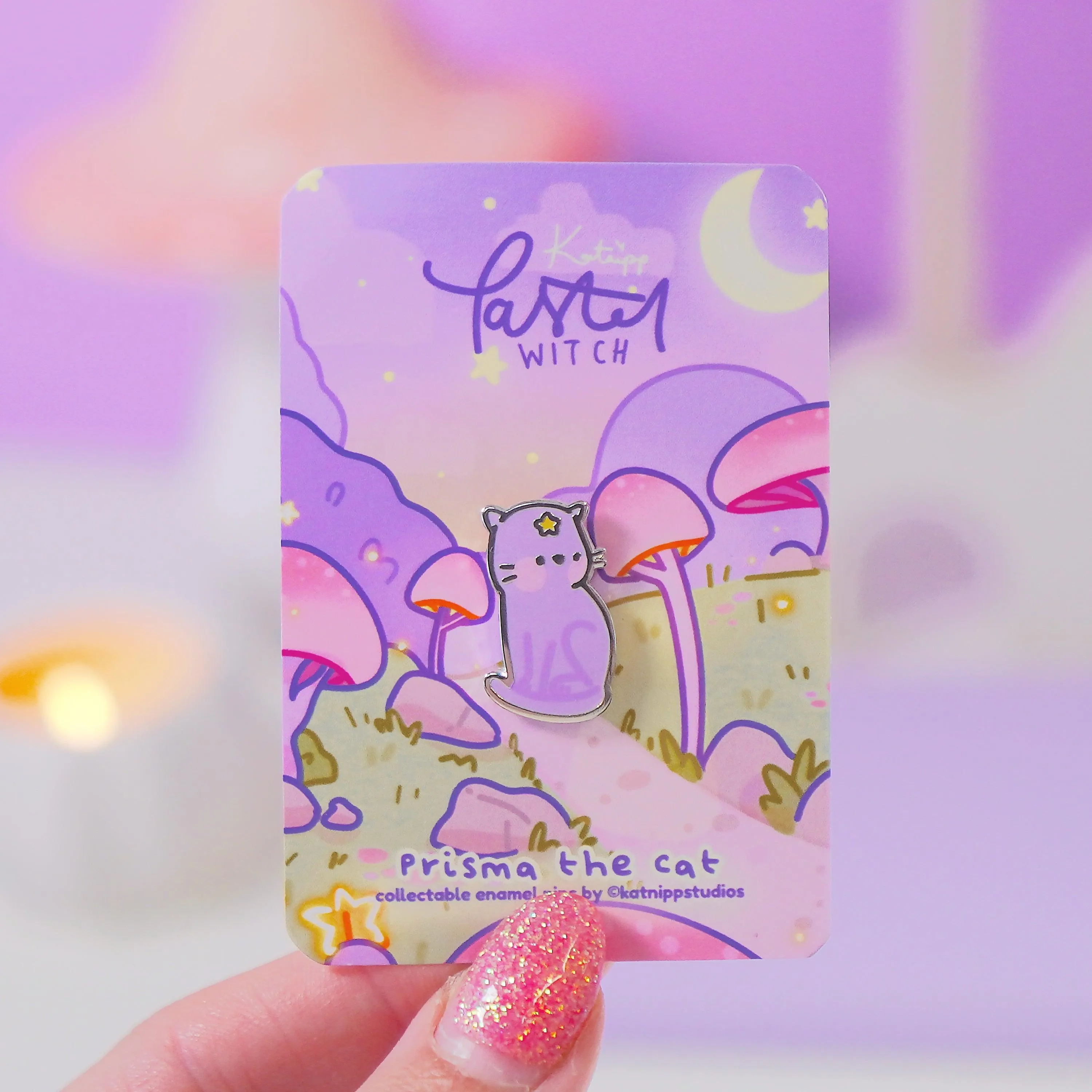 Prisma the Cat Enamel Pin | Pastel Witch Collection | Kawaii Cat Accessory | Magical Cat Pin