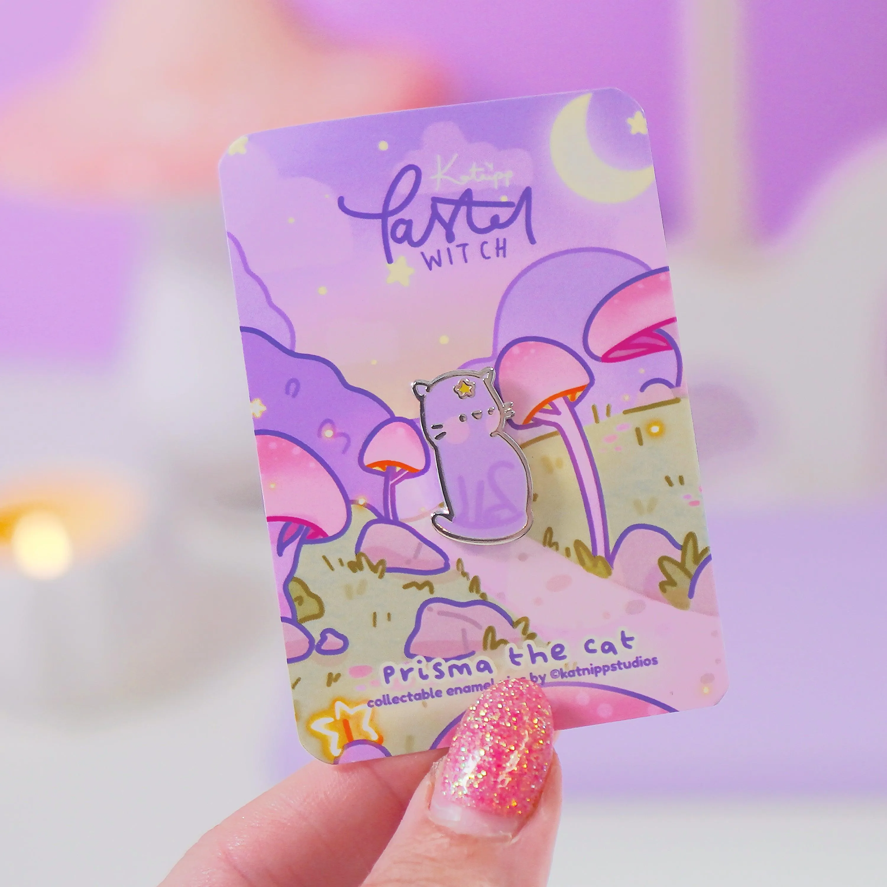 Prisma the Cat Enamel Pin | Pastel Witch Collection | Kawaii Cat Accessory | Magical Cat Pin