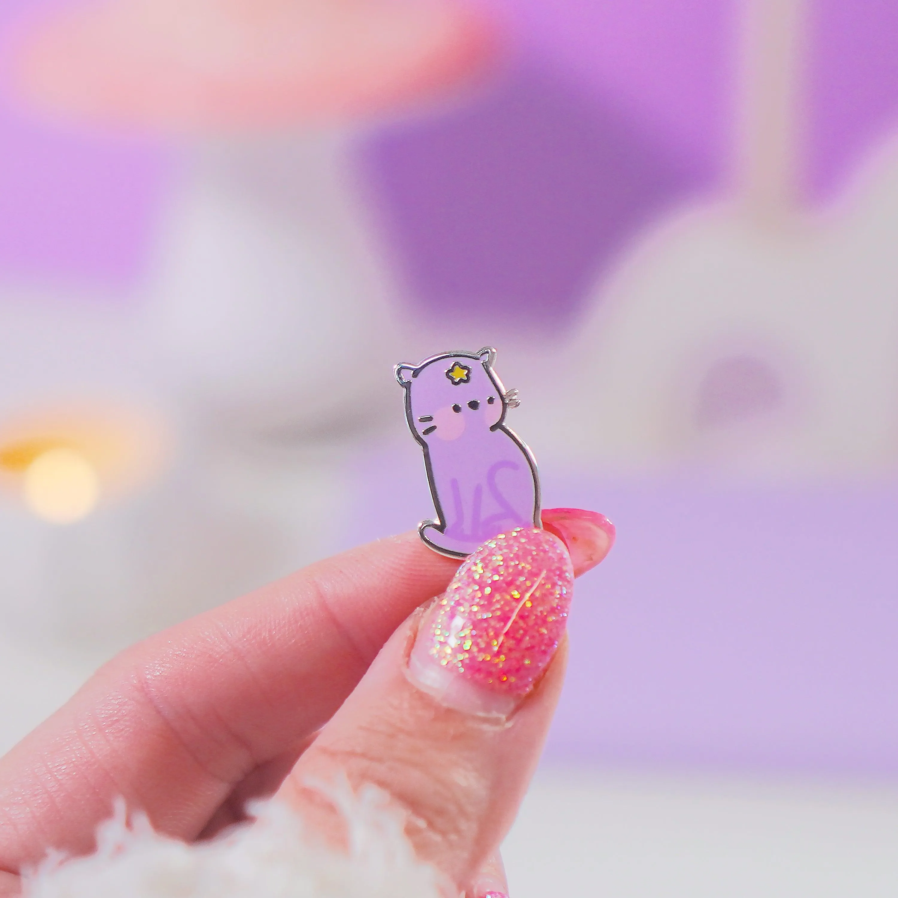 Prisma the Cat Enamel Pin | Pastel Witch Collection | Kawaii Cat Accessory | Magical Cat Pin