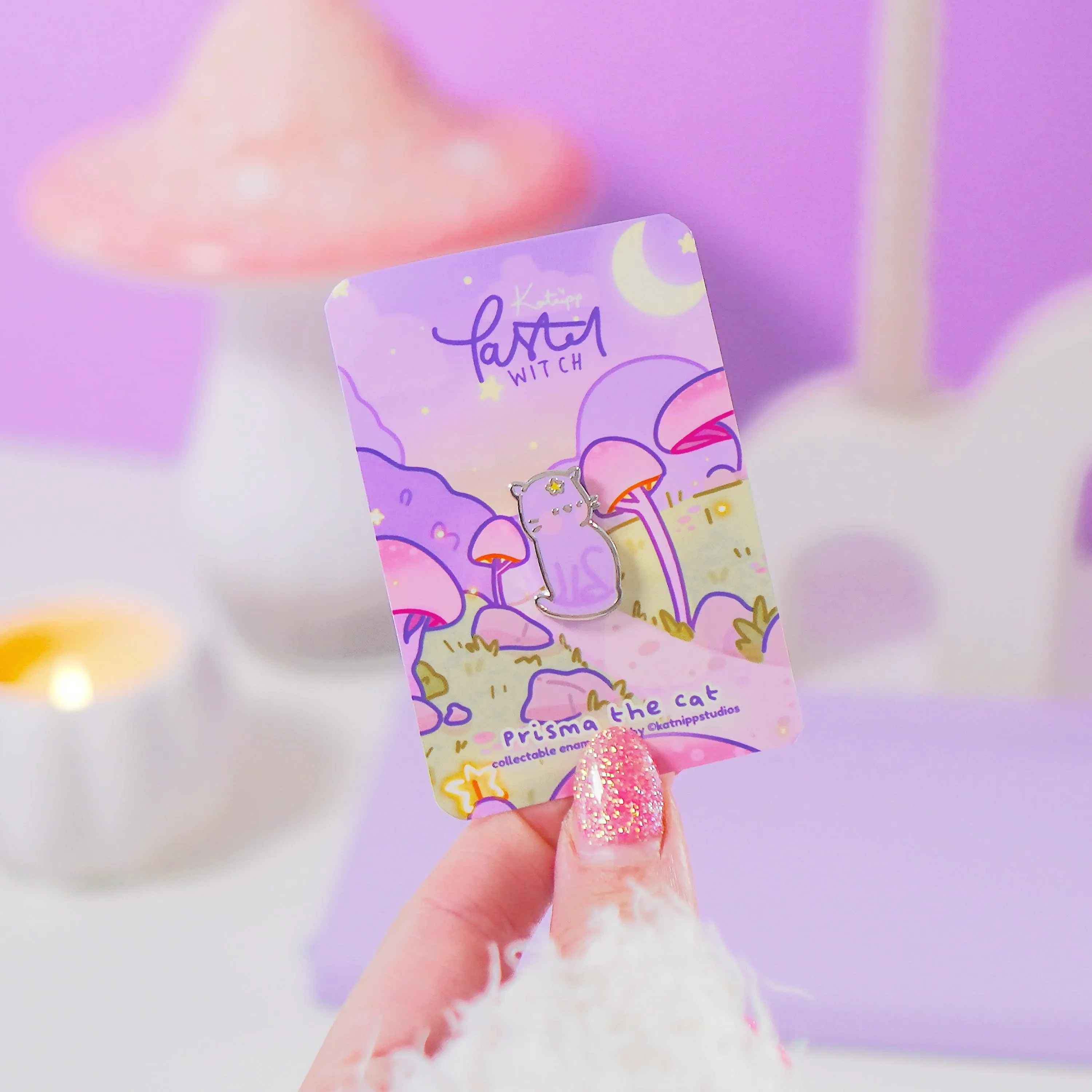Prisma the Cat Enamel Pin | Pastel Witch Collection | Kawaii Cat Accessory | Magical Cat Pin