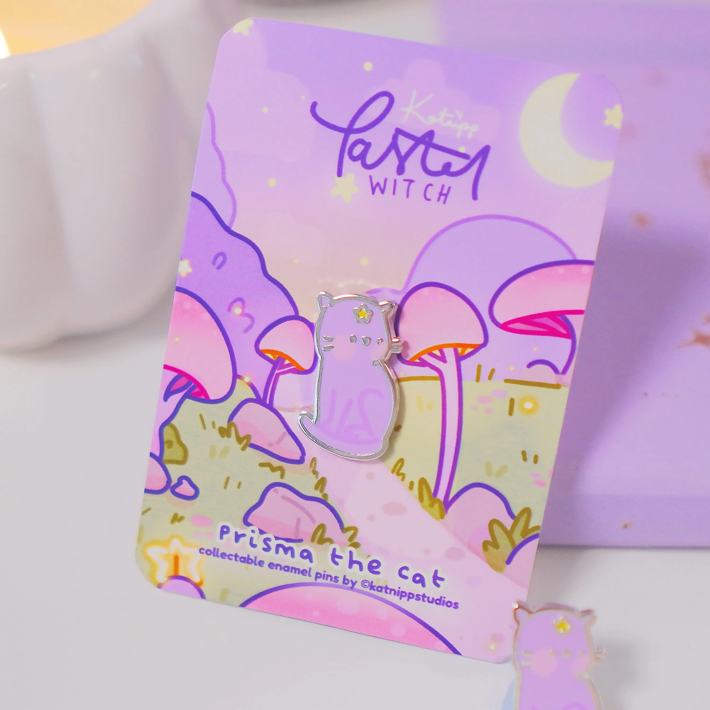 Prisma the Cat Enamel Pin | Pastel Witch Collection | Kawaii Cat Accessory | Magical Cat Pin