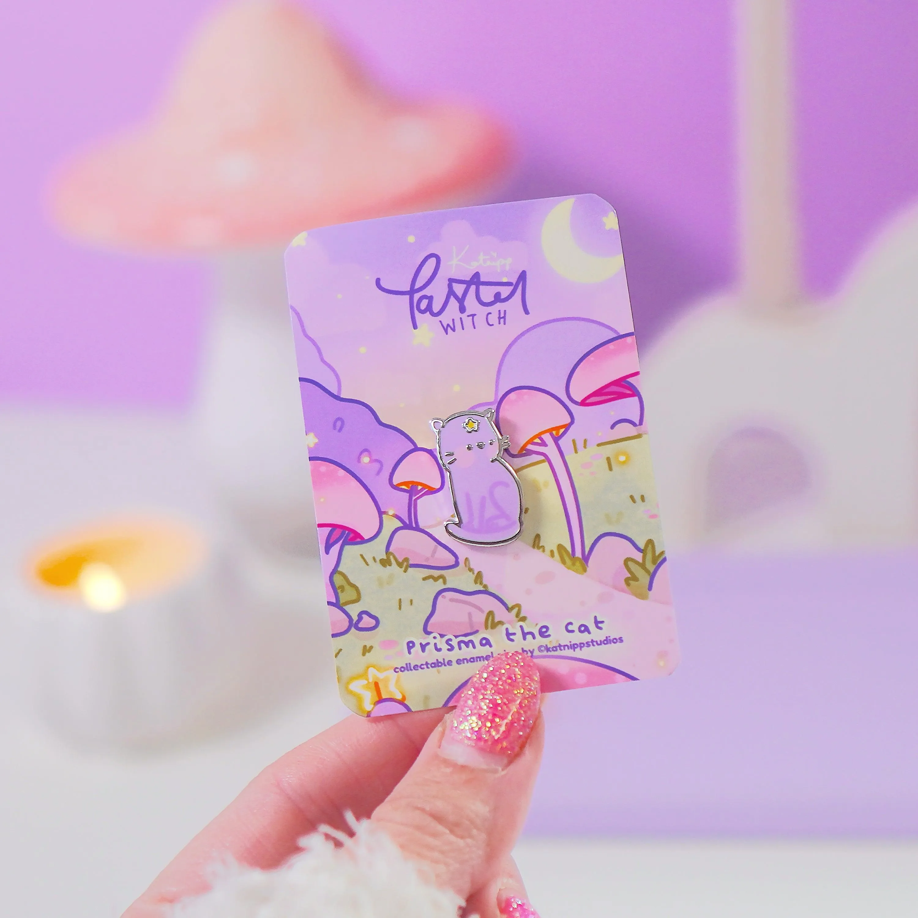 Prisma the Cat Enamel Pin | Pastel Witch Collection | Kawaii Cat Accessory | Magical Cat Pin
