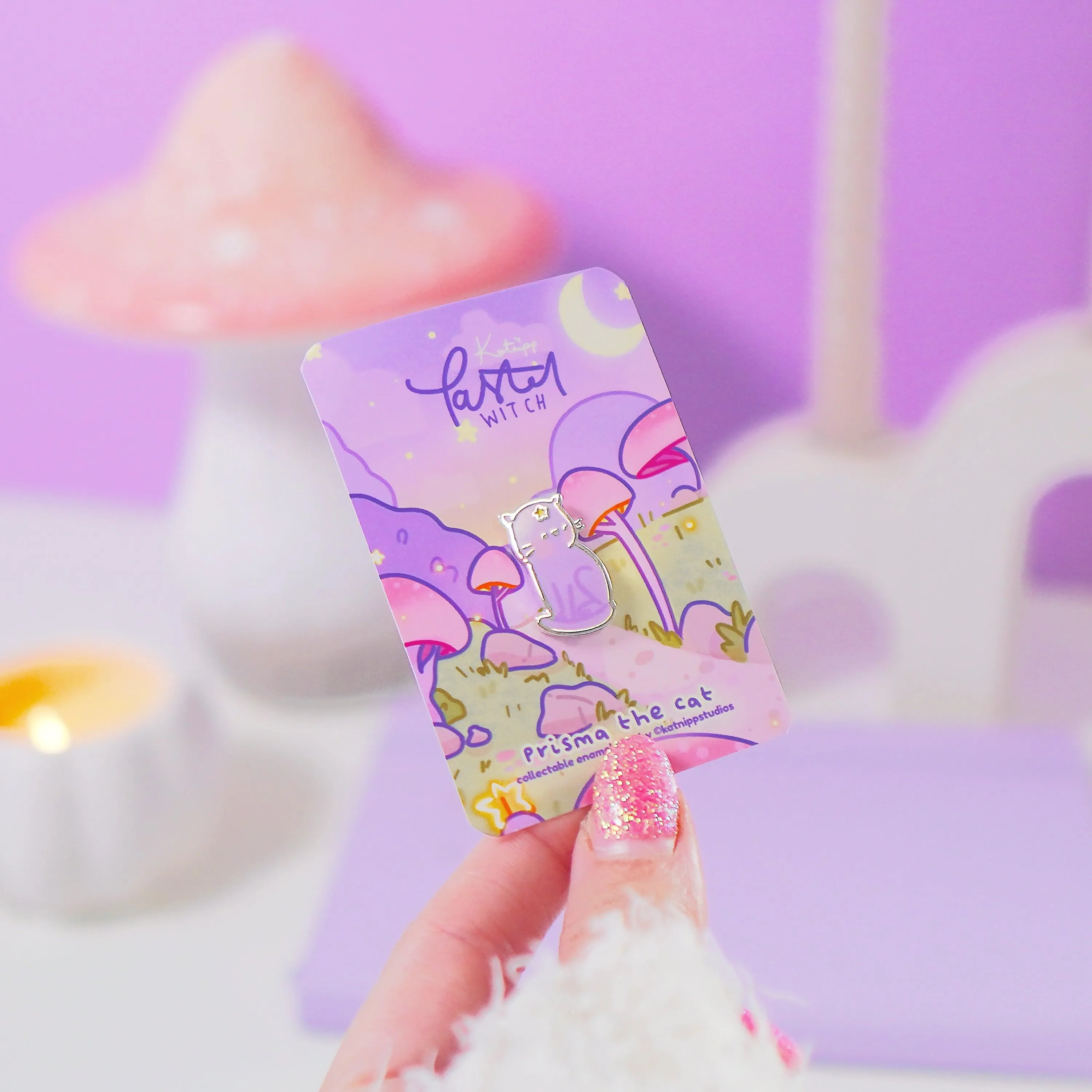 Prisma the Cat Enamel Pin | Pastel Witch Collection | Kawaii Cat Accessory | Magical Cat Pin