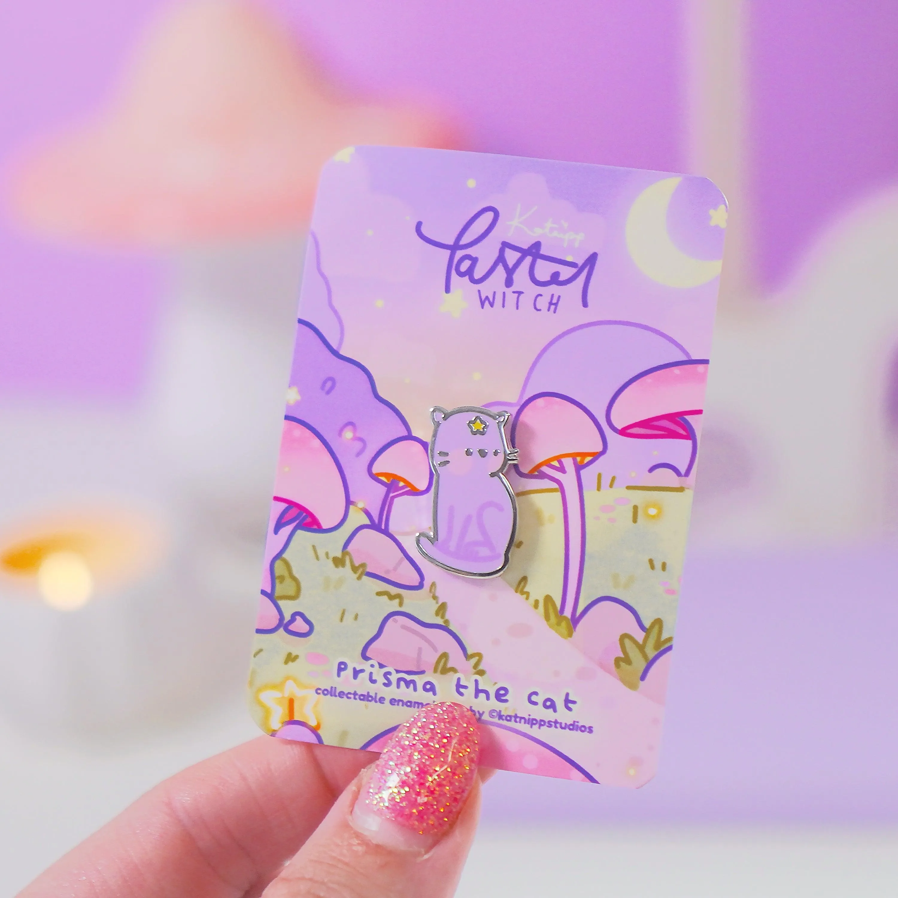 Prisma the Cat Enamel Pin | Pastel Witch Collection | Kawaii Cat Accessory | Magical Cat Pin