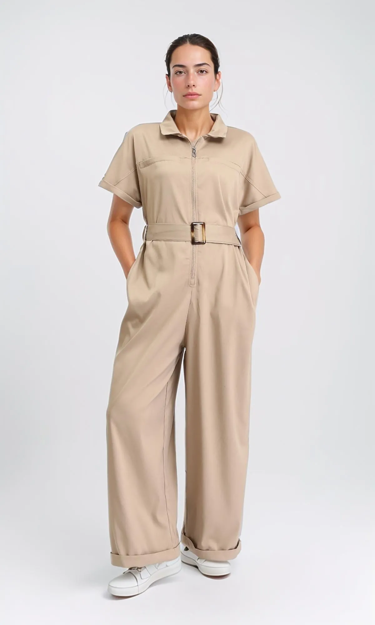 R204584 -Gabardine Soft Jumpsuit - Black