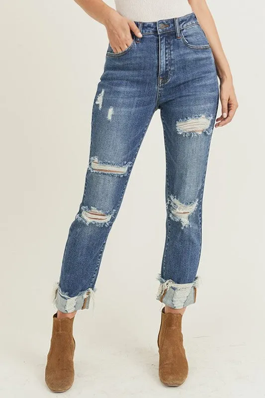 Risen Dark Turn Back Cuff Jeans