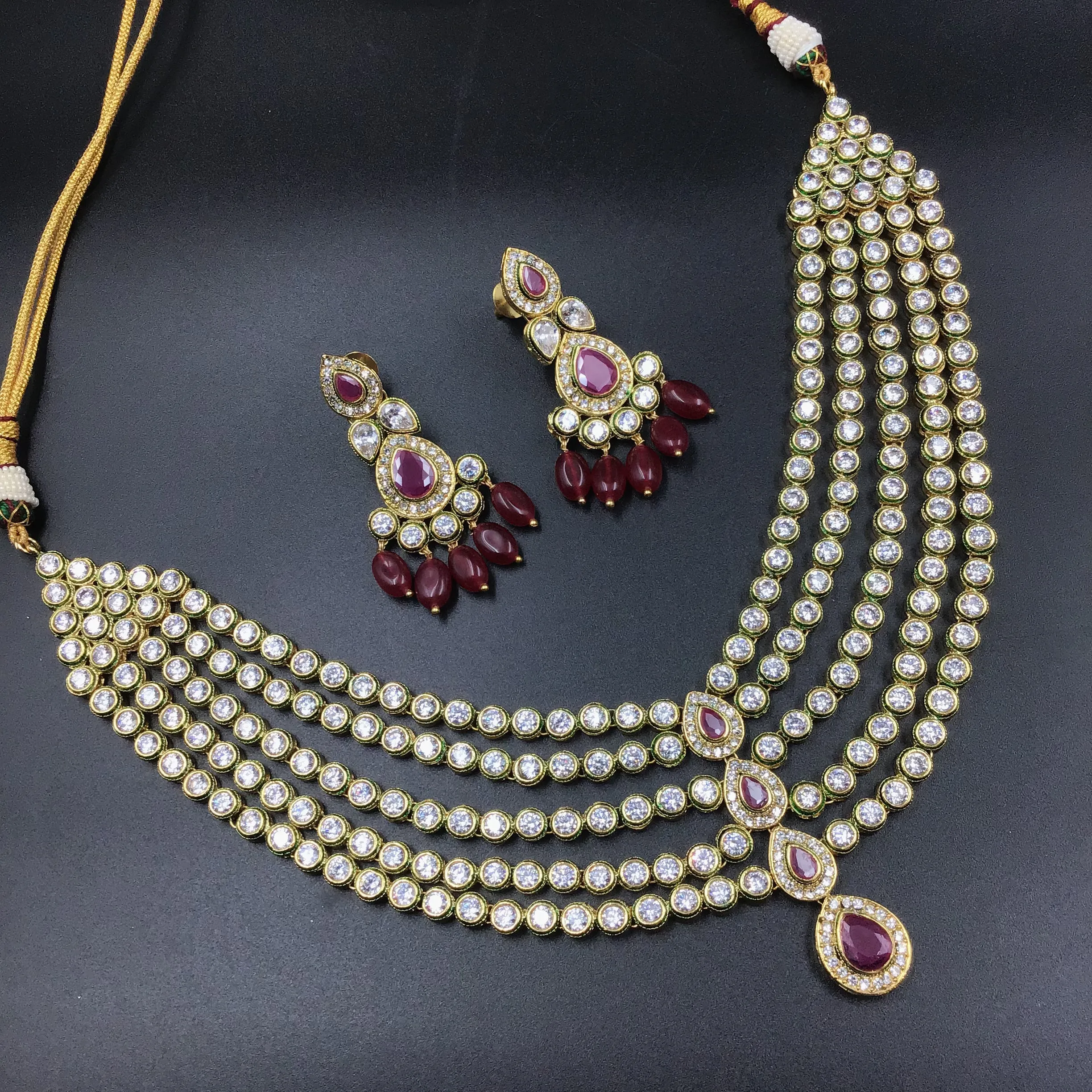 Round Neck Polki Necklace Set 3519-21