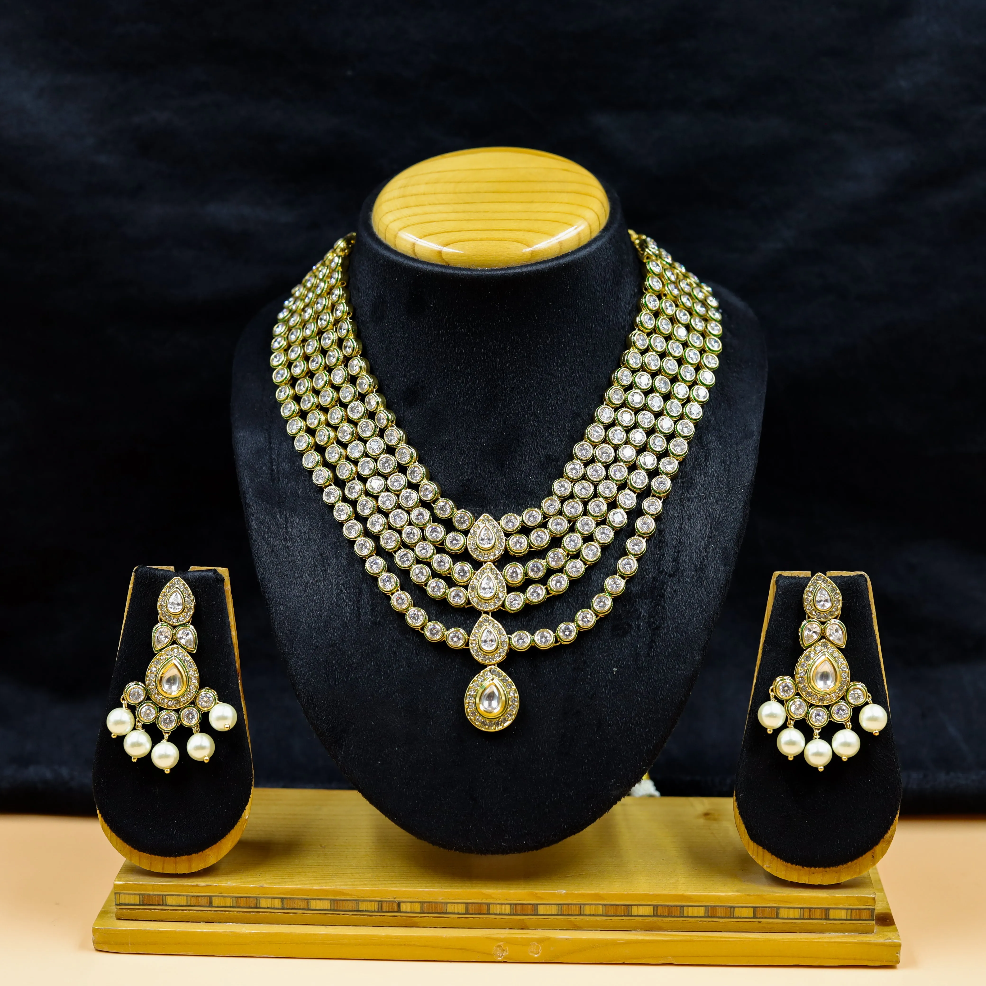 Round Neck Polki Necklace Set 3519-21