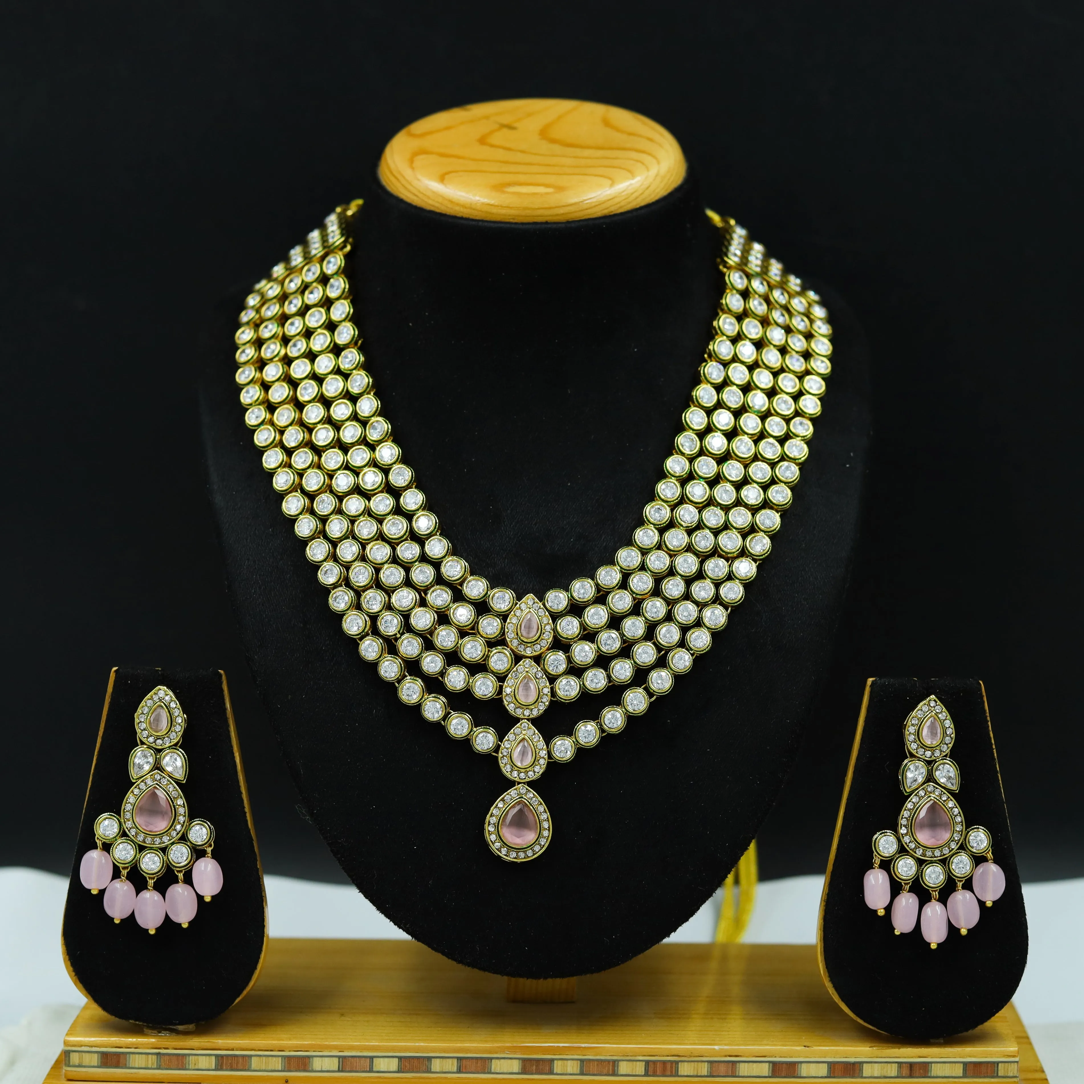 Round Neck Polki Necklace Set 3519-21