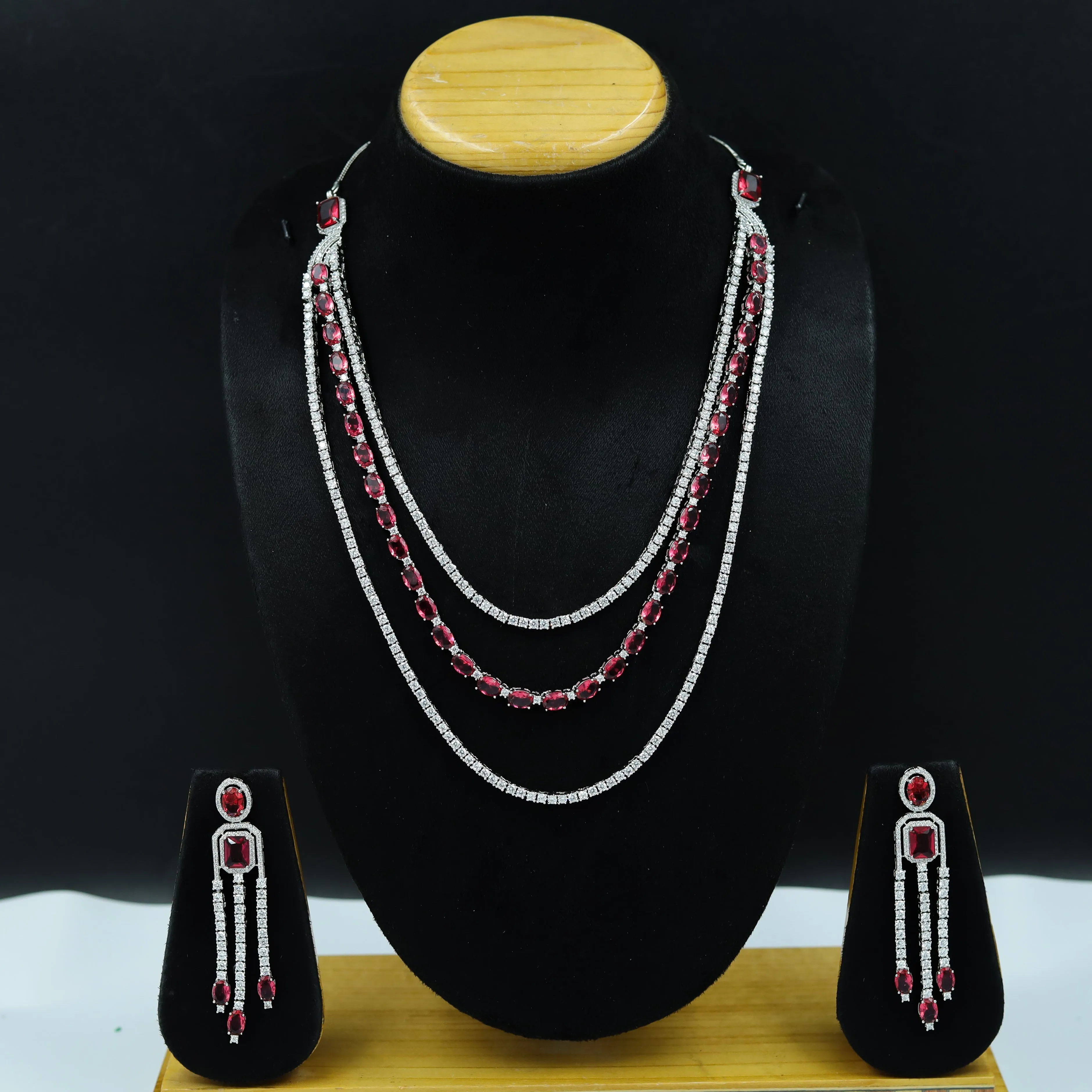 Round Neck Zircon/AD Necklace Set 11818-31