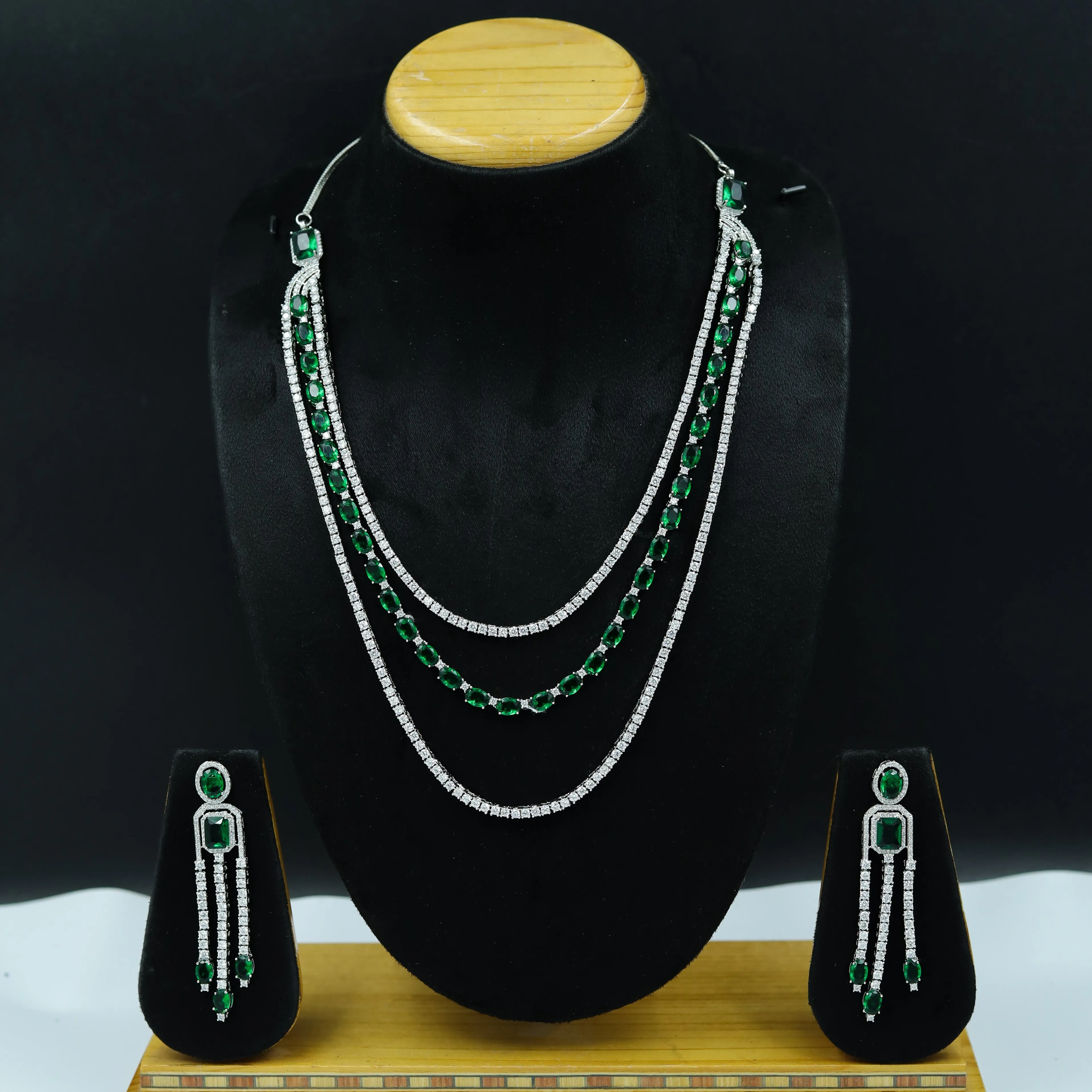 Round Neck Zircon/AD Necklace Set 11818-31