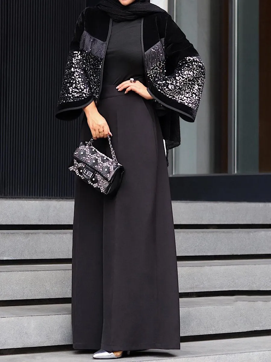 Sequin Tassels Patchwork Coat
