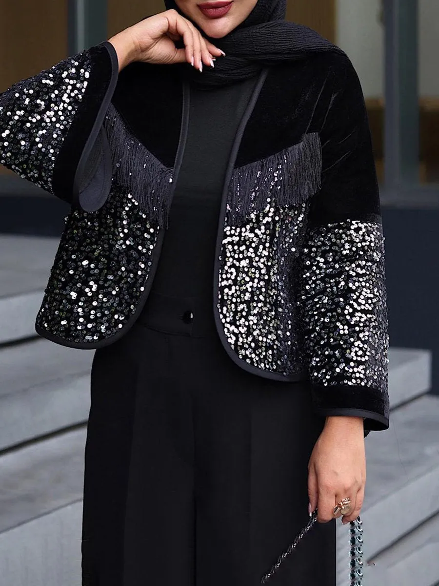 Sequin Tassels Patchwork Coat