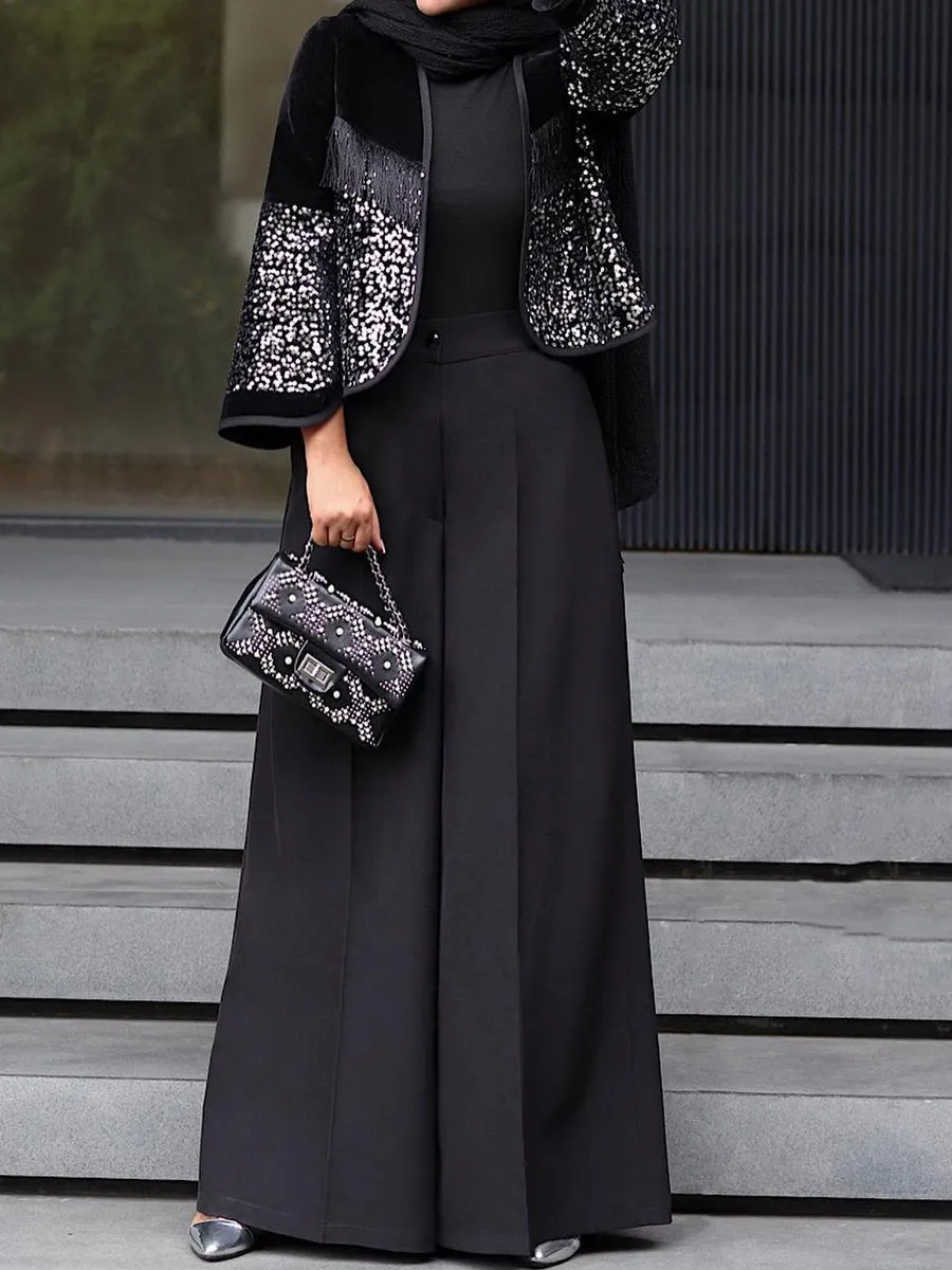 Sequin Tassels Patchwork Coat