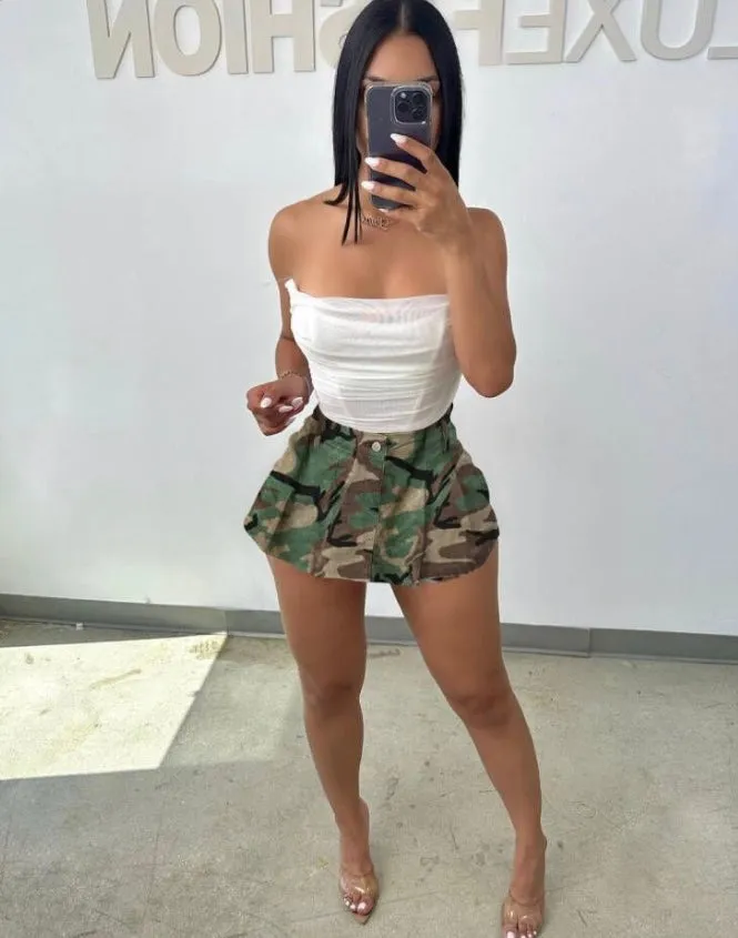 Sexy Pleated Denim Mini Culottes