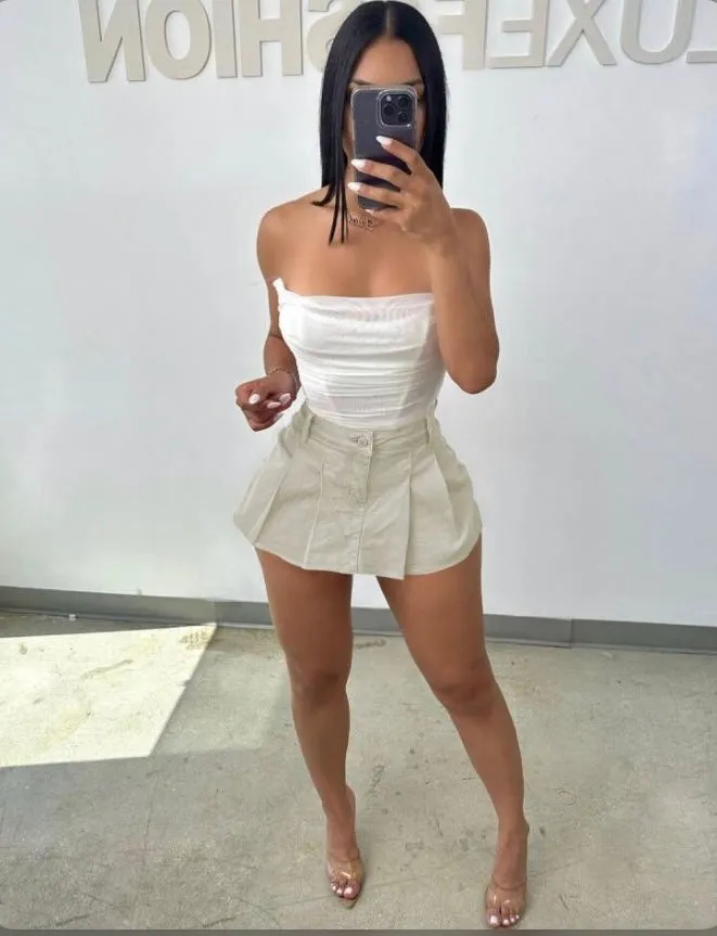 Sexy Pleated Denim Mini Culottes