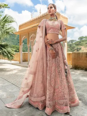 Soft Pink Sequins Embroidered Bridal Lehenga