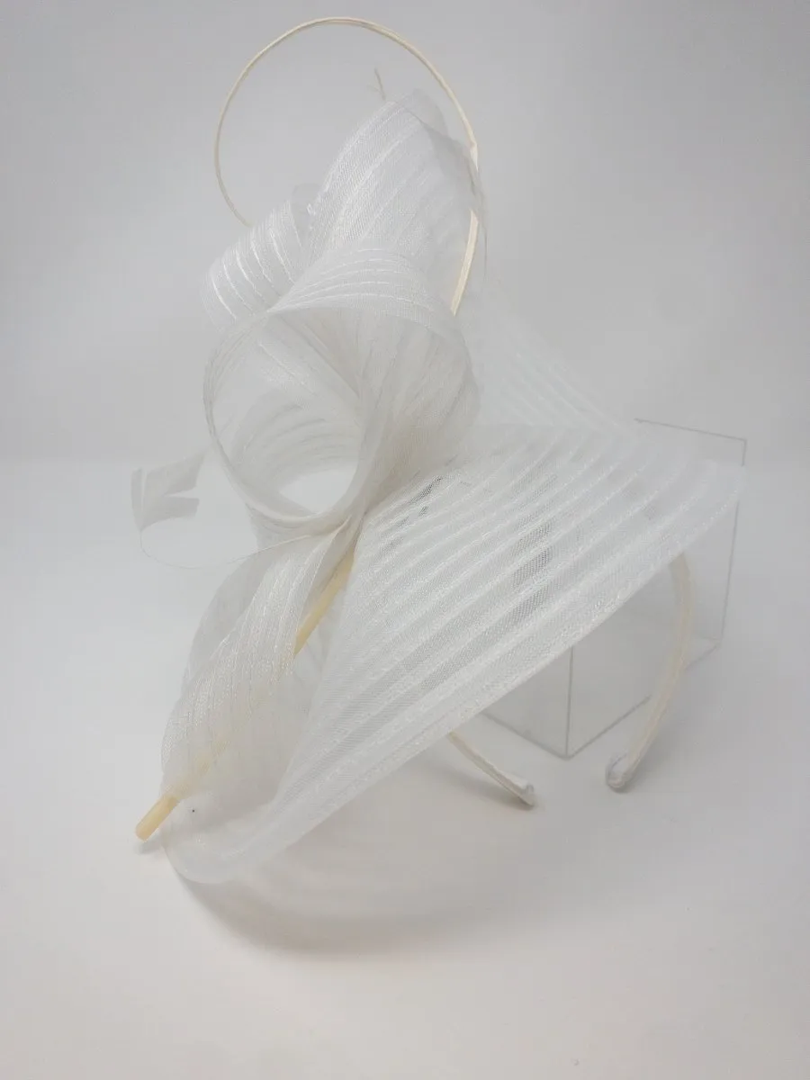 White Layered Looped Fascinator