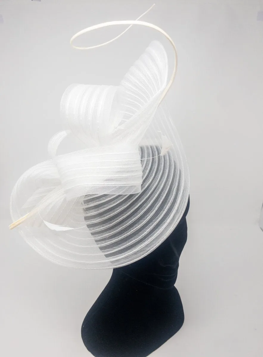 White Layered Looped Fascinator